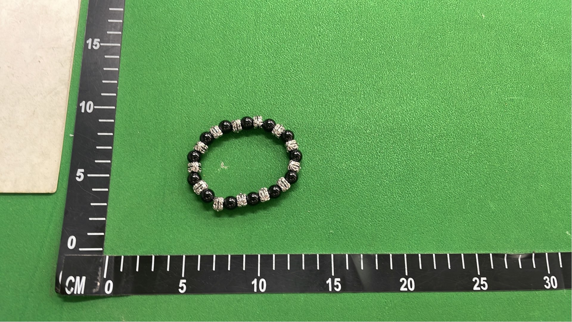 White Cat's Eye Stone Bracelet for Men - Silver Bead Design