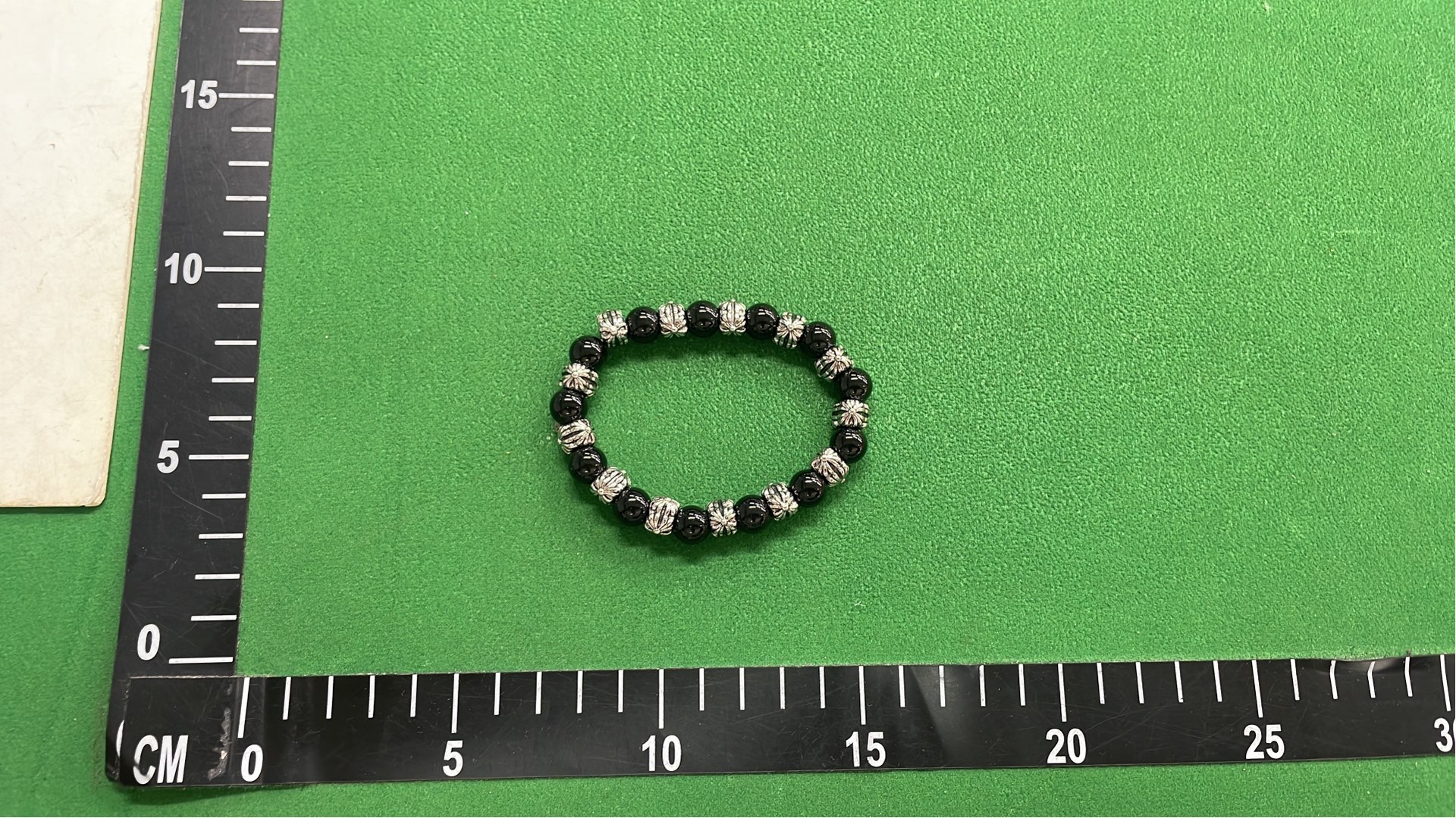 White Cat's Eye Stone Bracelet for Men - Silver Bead Design