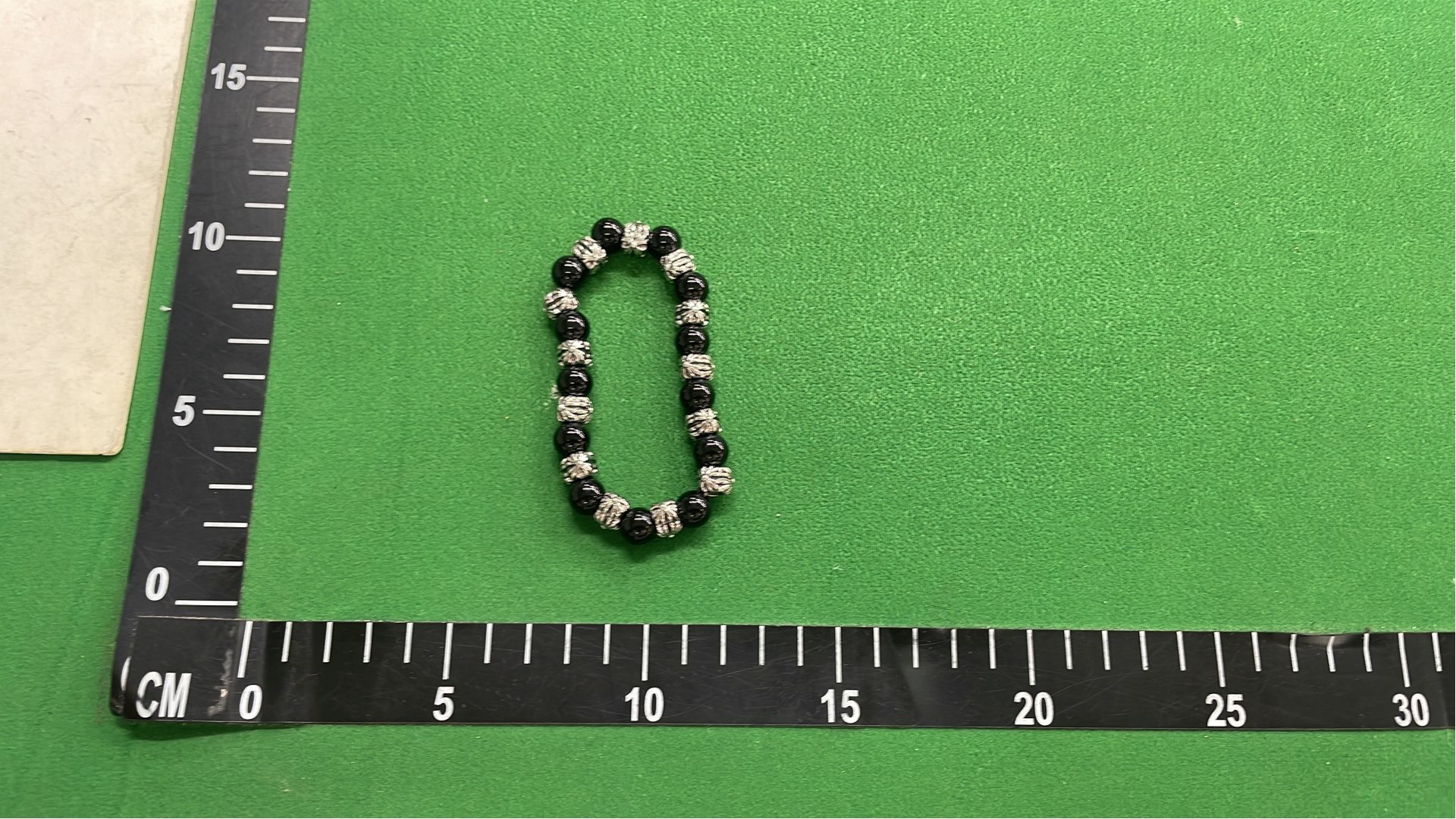 White Cat's Eye Stone Bracelet for Men - Silver Bead Design