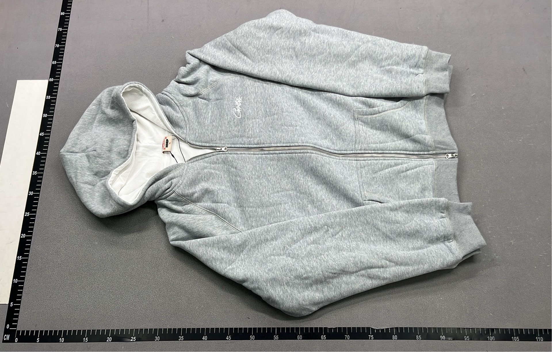 Black Zip-Up Hoodie with White Logo - Streetwear Style