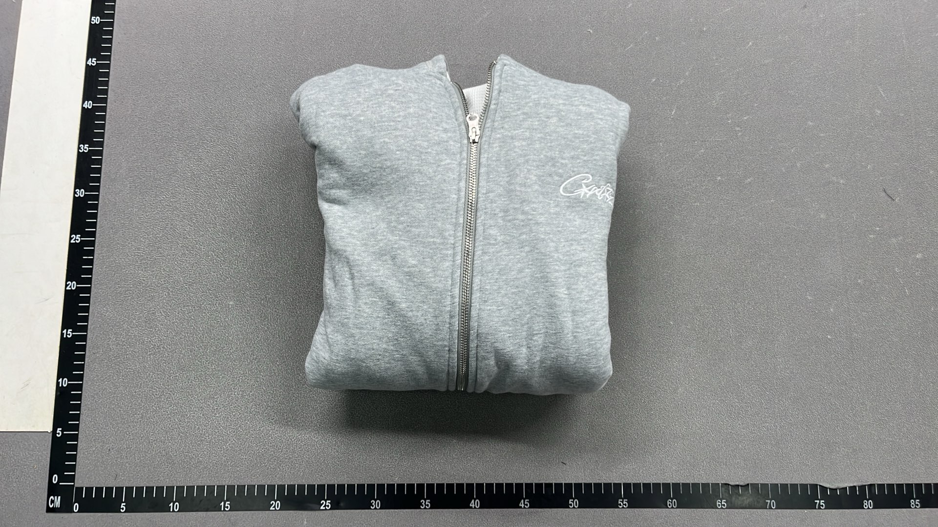 Black Zip-Up Hoodie with White Logo - Streetwear Style