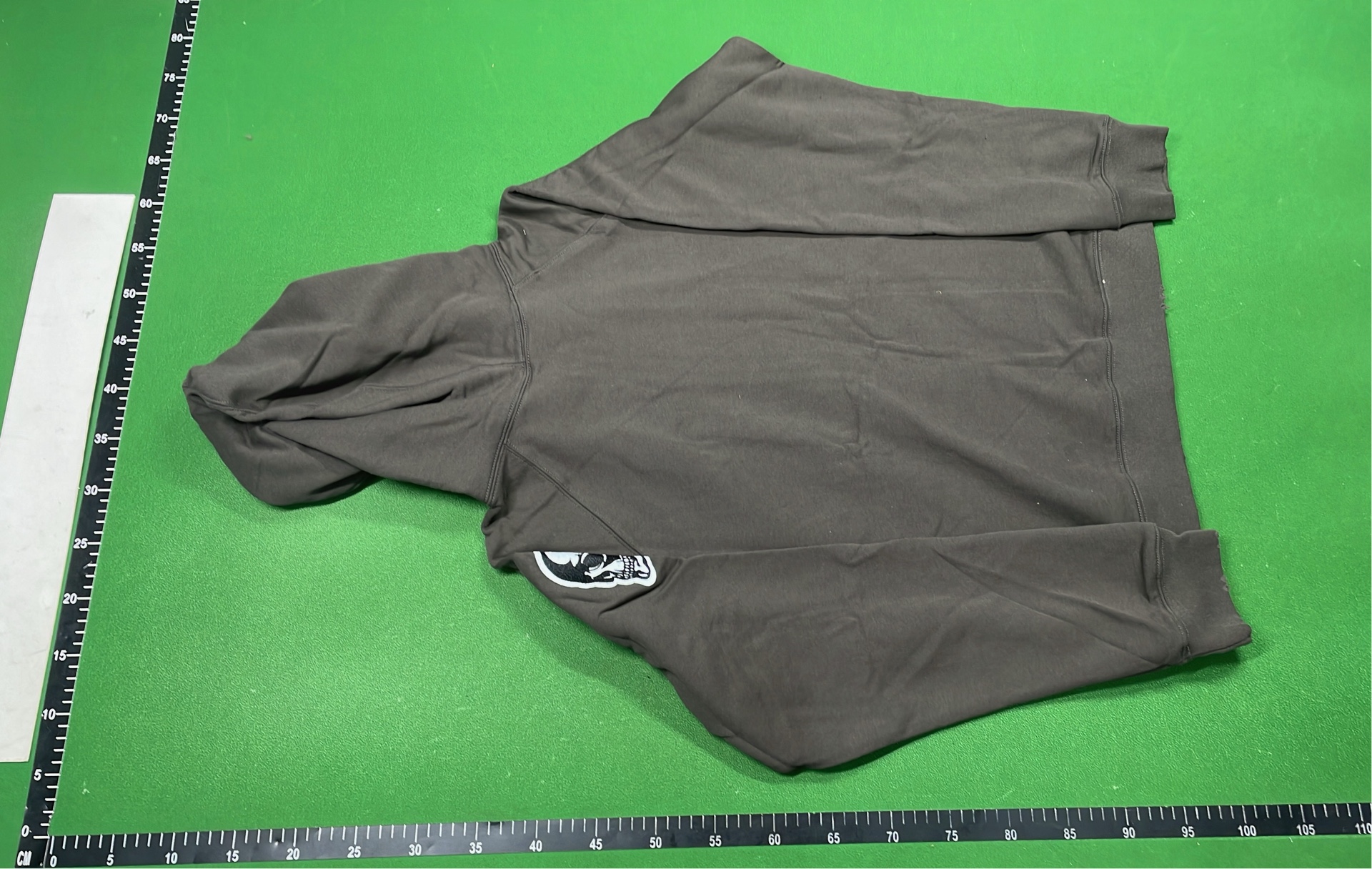Gray Skull Patch Hoodie Zip-Up Sweatshirt
