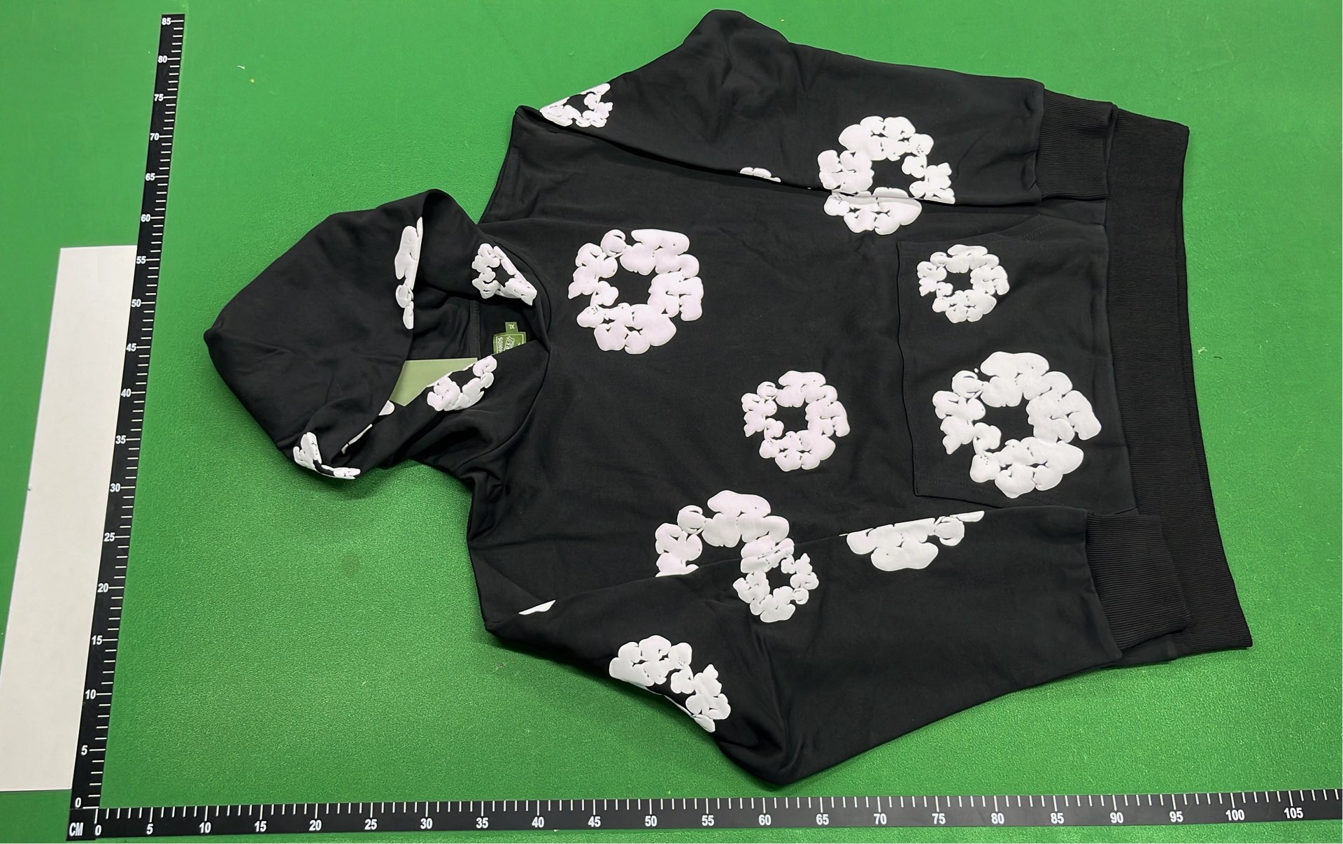 Off-White Floral Print Hoodie Set - Black and Blue