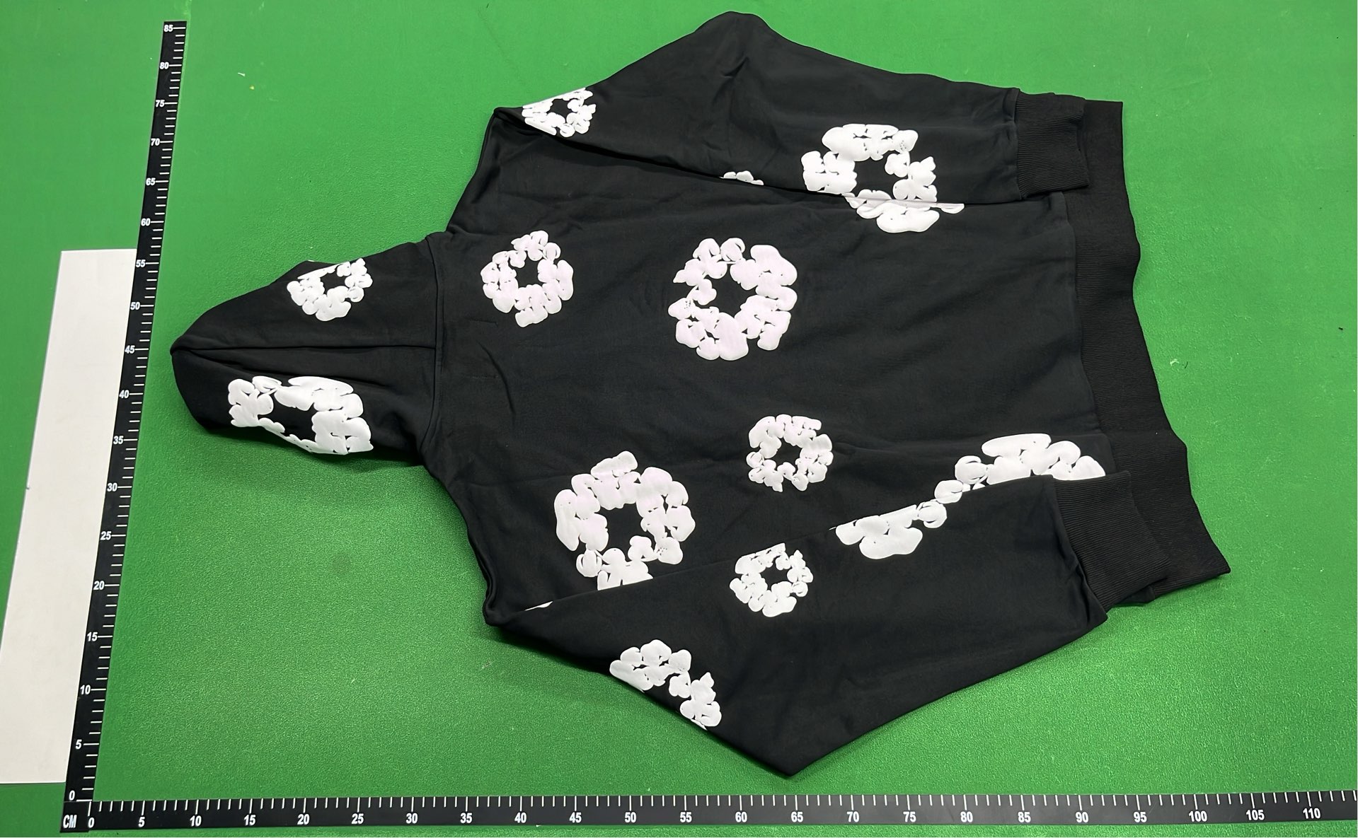 Off-White Floral Print Hoodie Set - Black and Blue