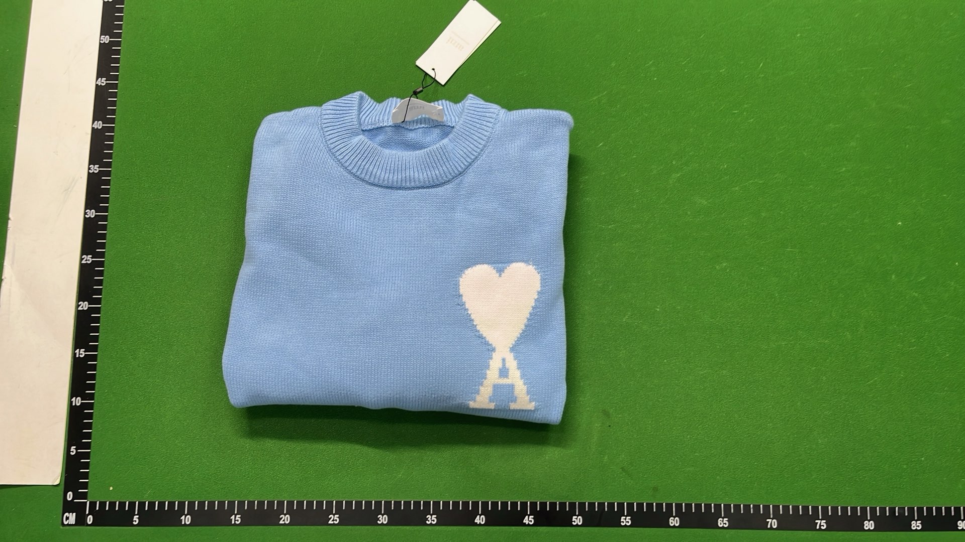 Black V-Neck Sweater with Red Heart and A Logo
