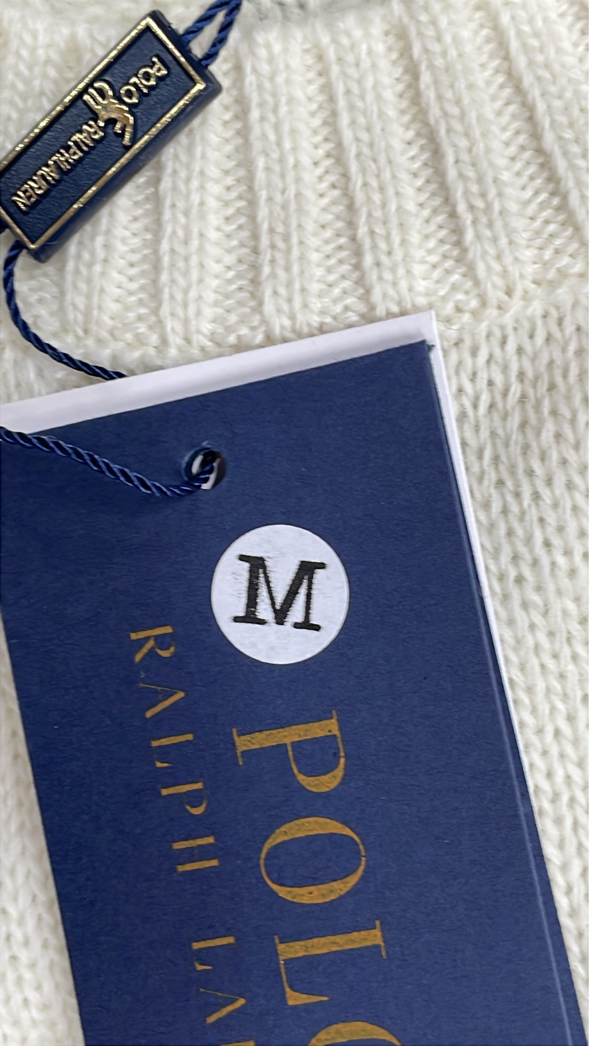 Red Cable Knit Sweater with Navy Logo Embroidery