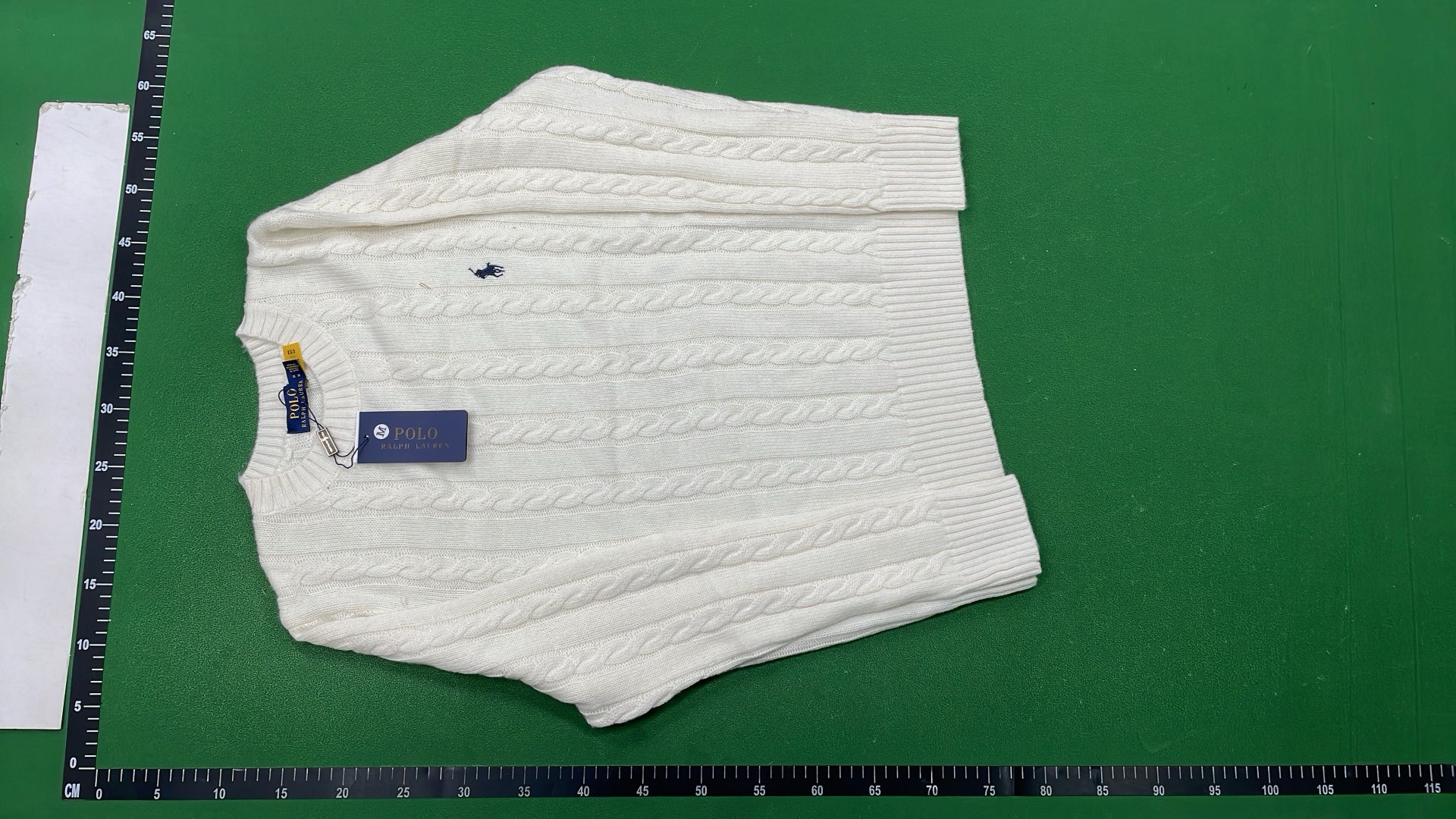 Red Cable Knit Sweater with Navy Logo Embroidery