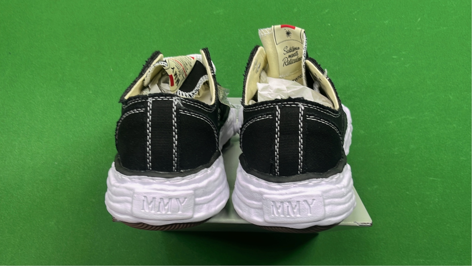 Black Canvas Low Top Sneakers with White Laces and Thick Sole