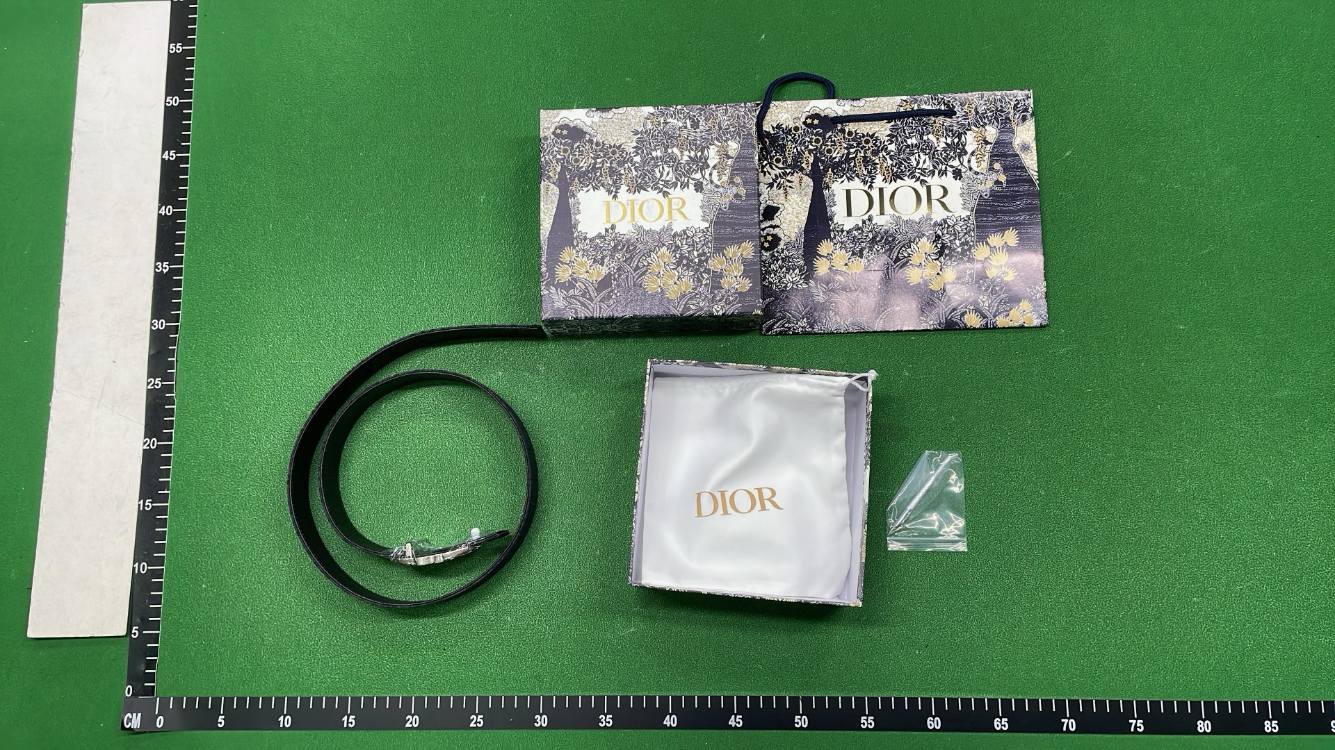Dior Oblique Print Leather Belt with Metal Buckle