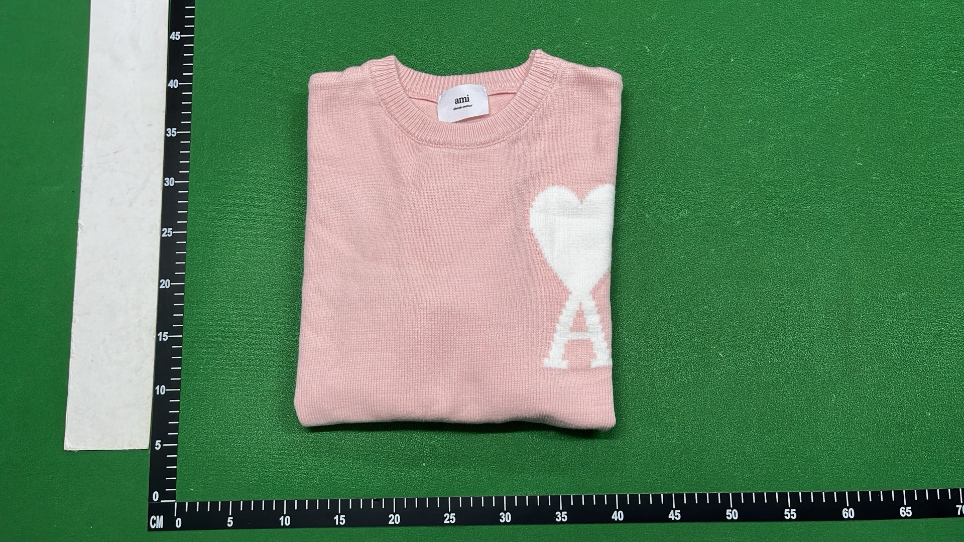 White Knit Sweater with Red Heart A Logo