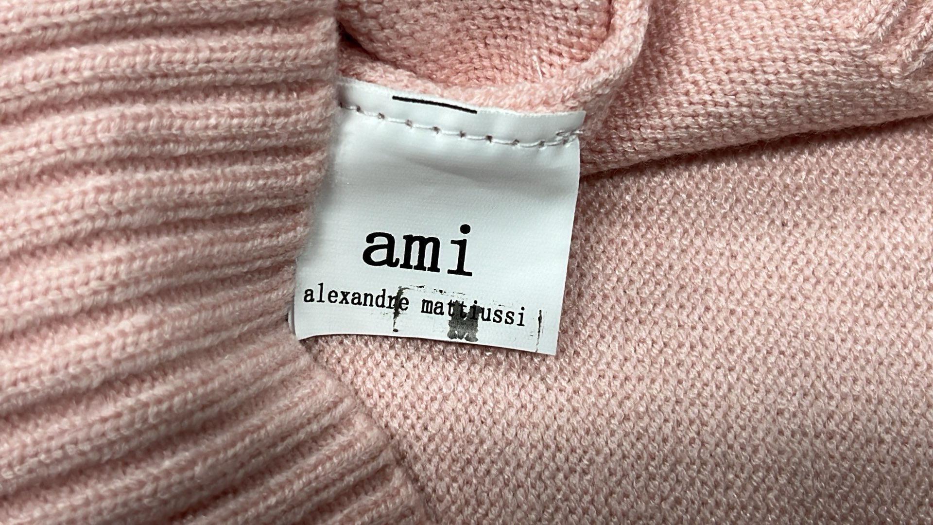White Knit Sweater with Red Heart A Logo
