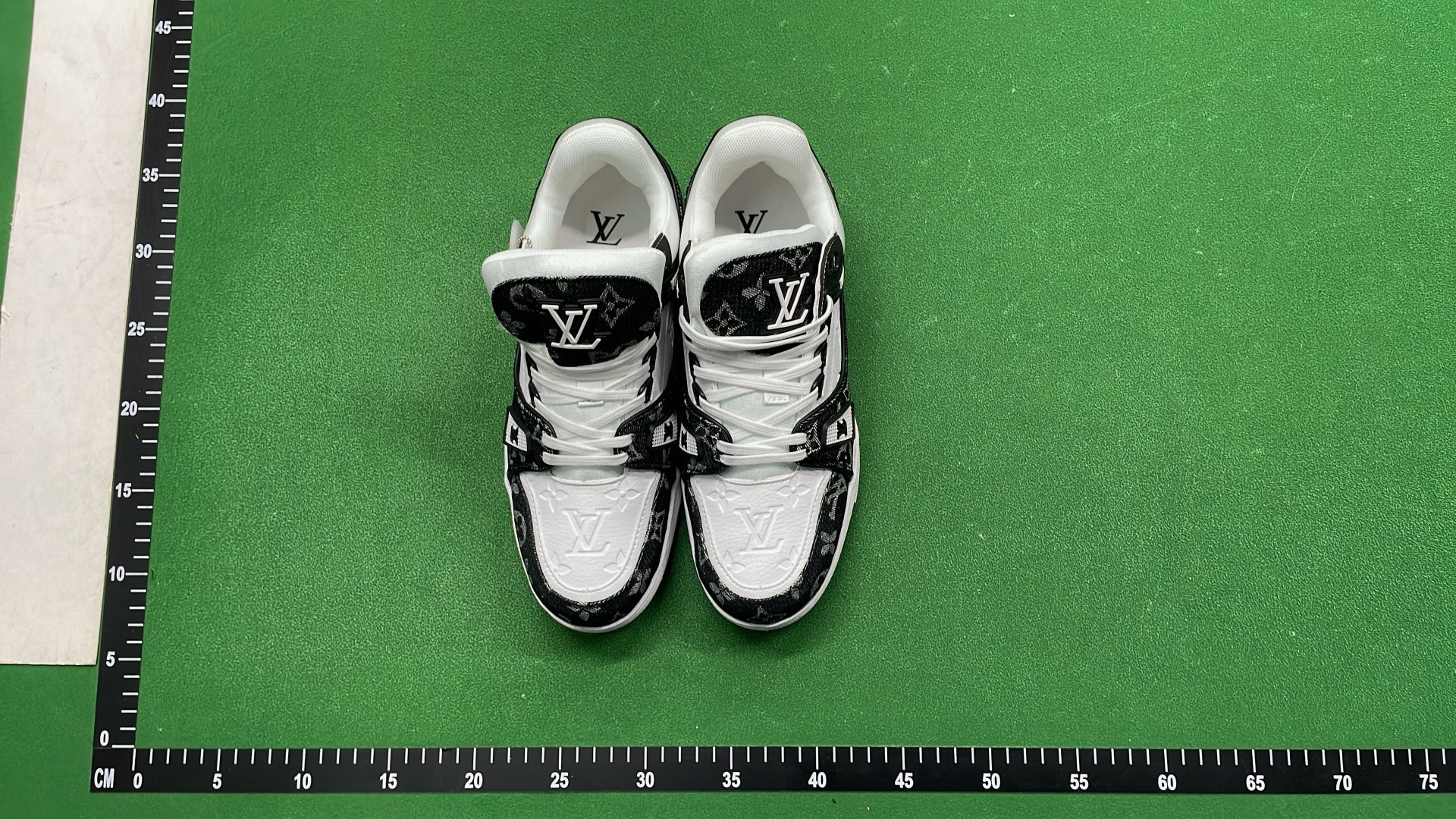 LV Monogram Denim Sneakers White Blue Men Women Fashion Shoes
