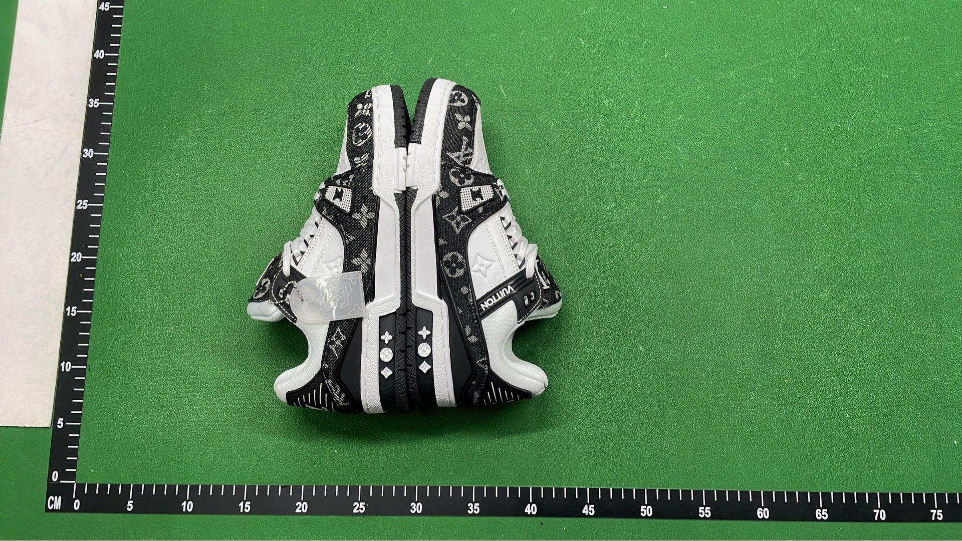 LV Monogram Denim Sneakers White Blue Men Women Fashion Shoes