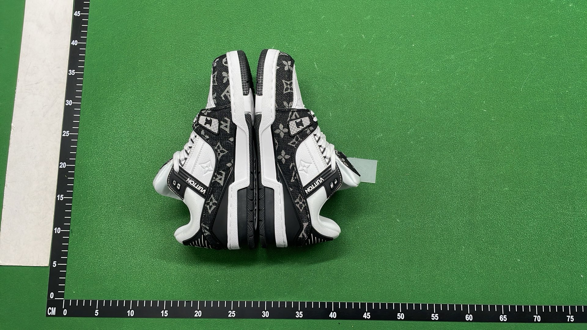 LV Monogram Denim Sneakers White Blue Men Women Fashion Shoes