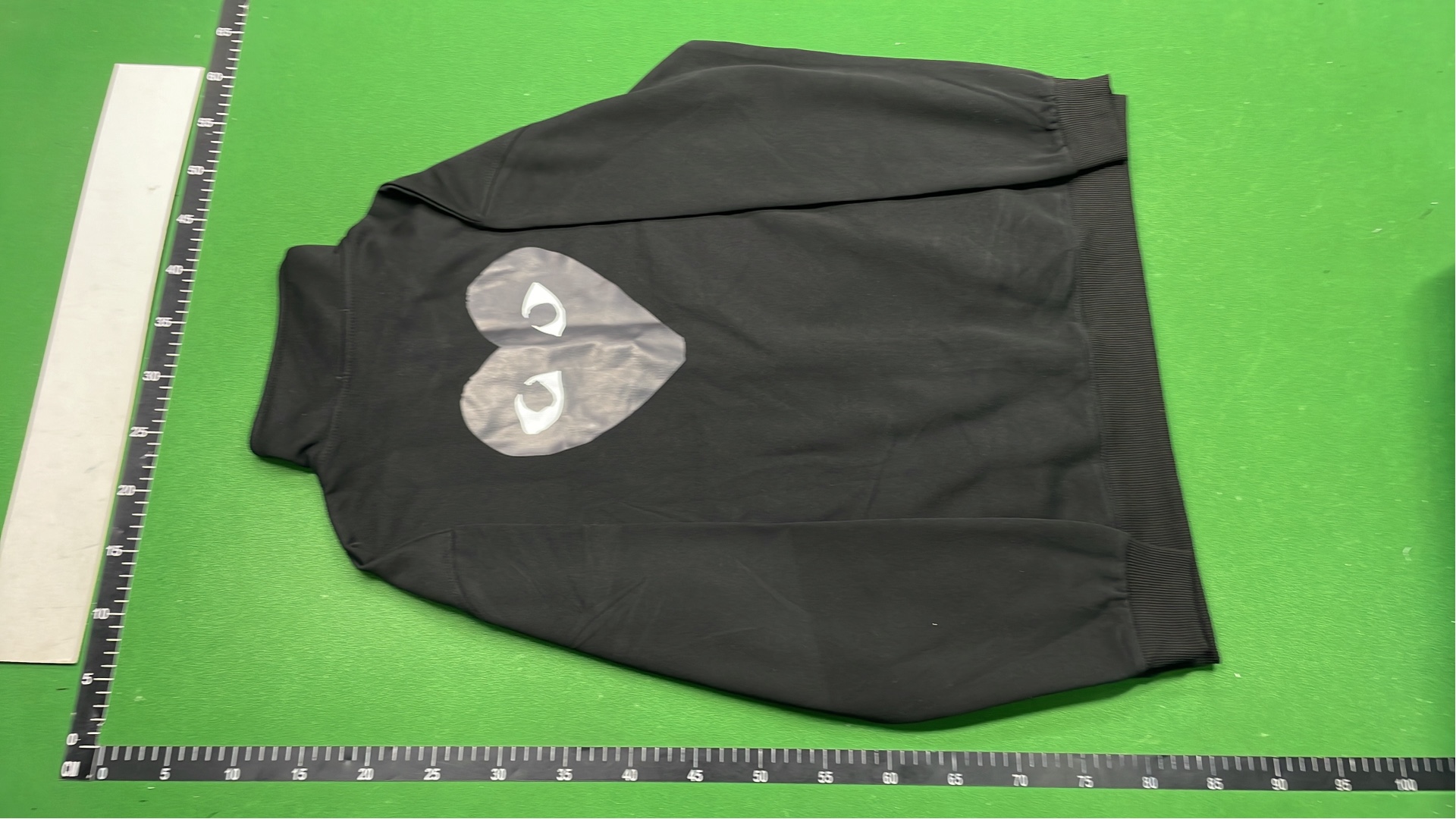 Black Hoodie with Heart Eyes Design - Front and Back View