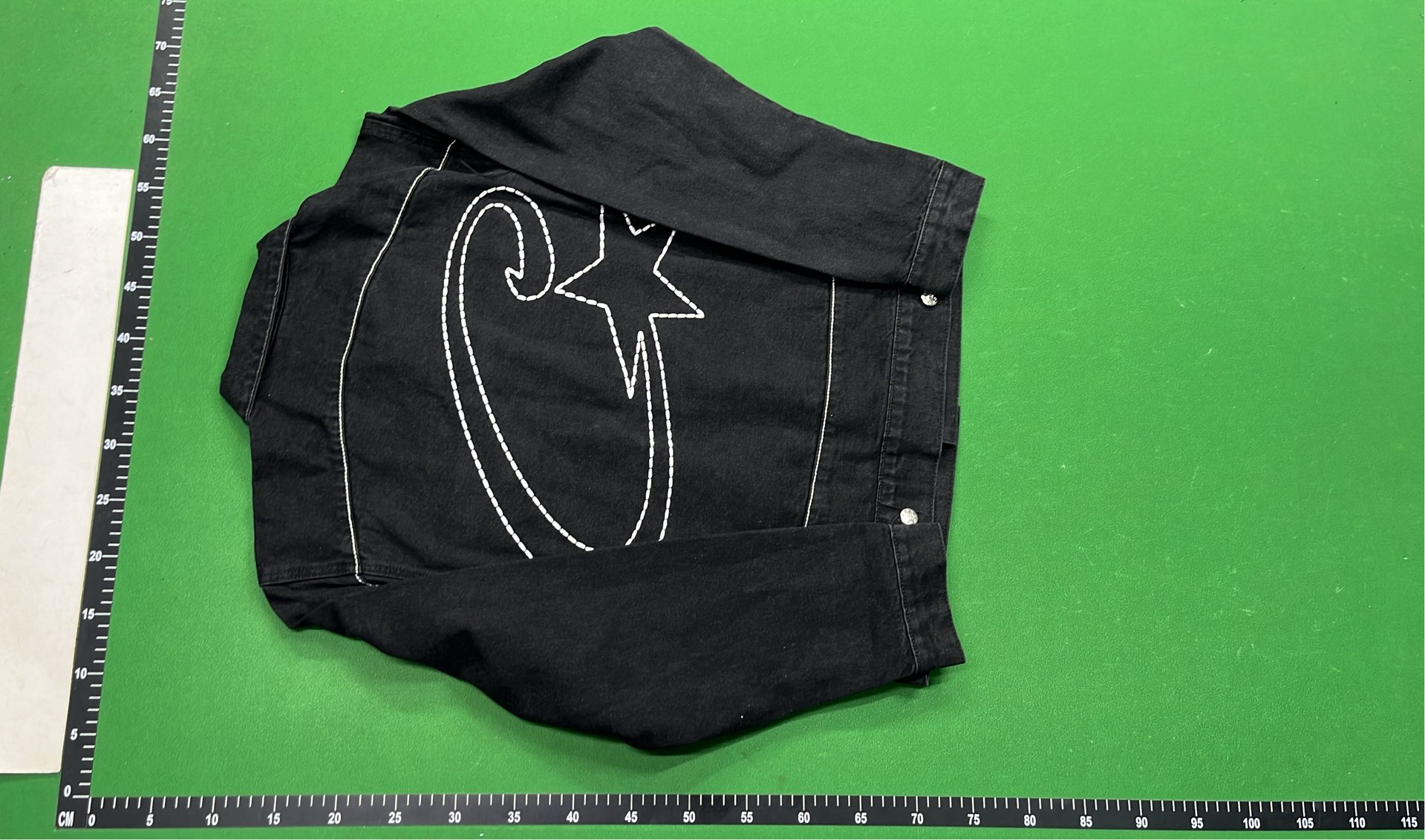 C Star Embroidered Denim Shorts with Star Design