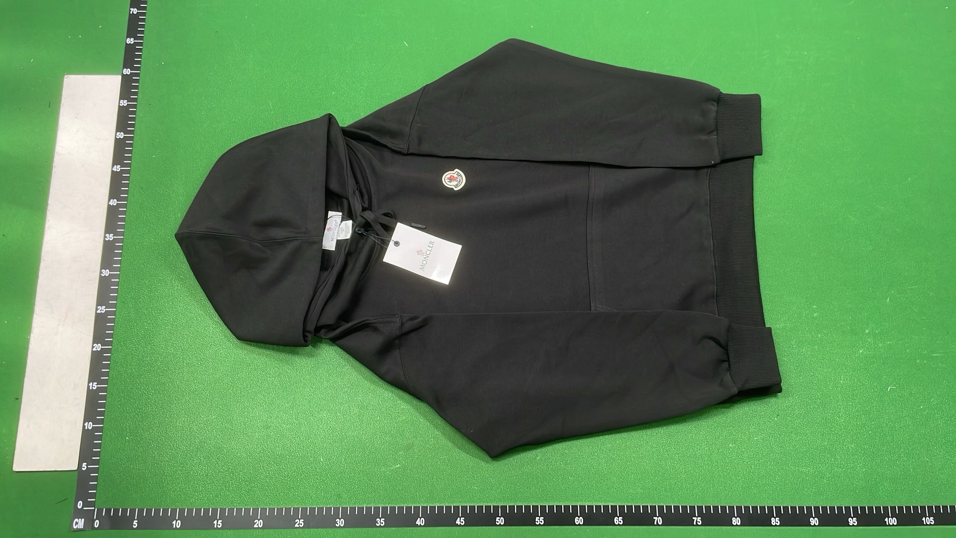 Moncler Black Hoodie Zip-Up Sweatshirt with Logo Patch