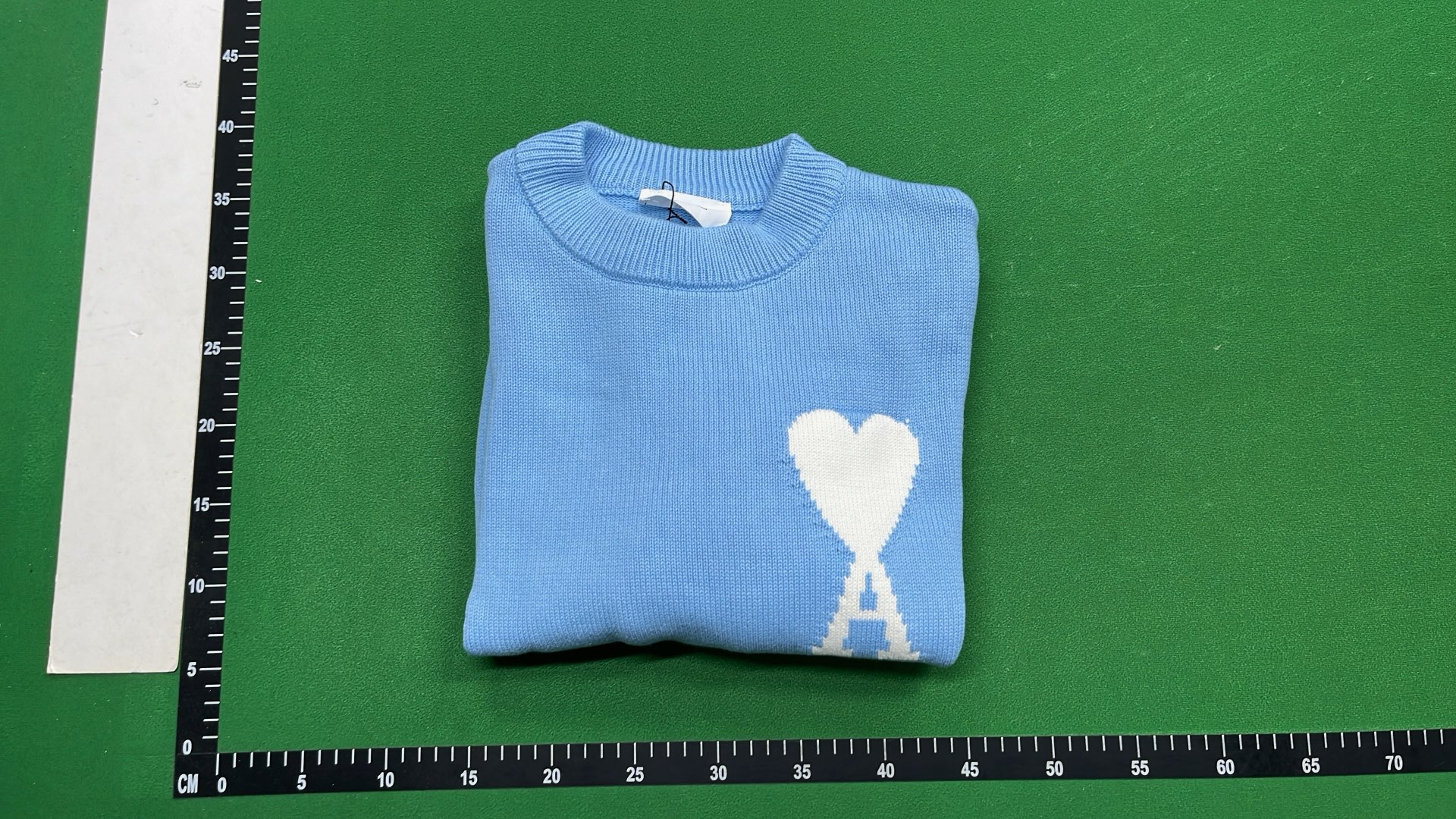 Black Knit Sweater with Red Heart and A Logo