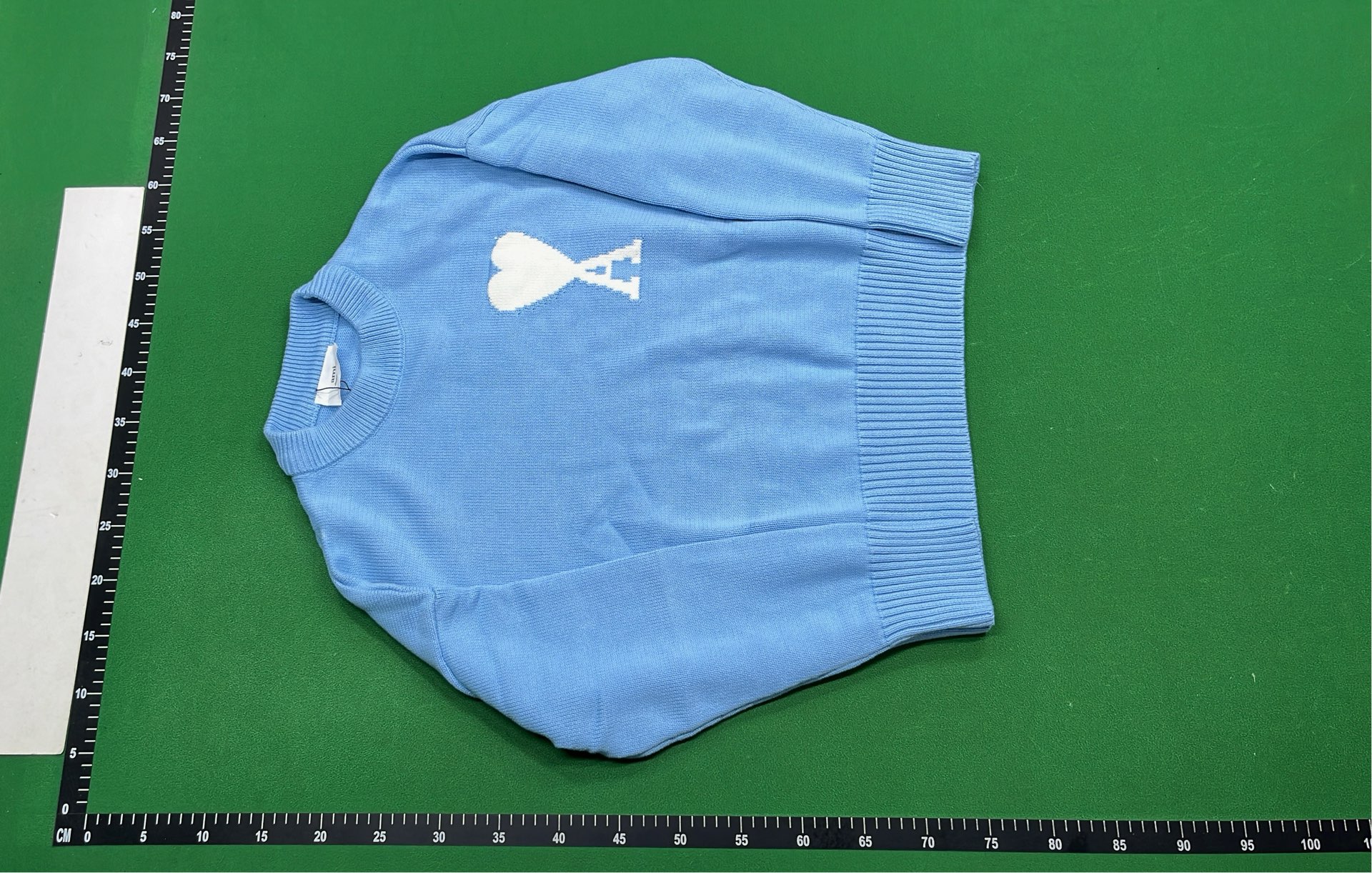 Black Knit Sweater with Red Heart and A Logo