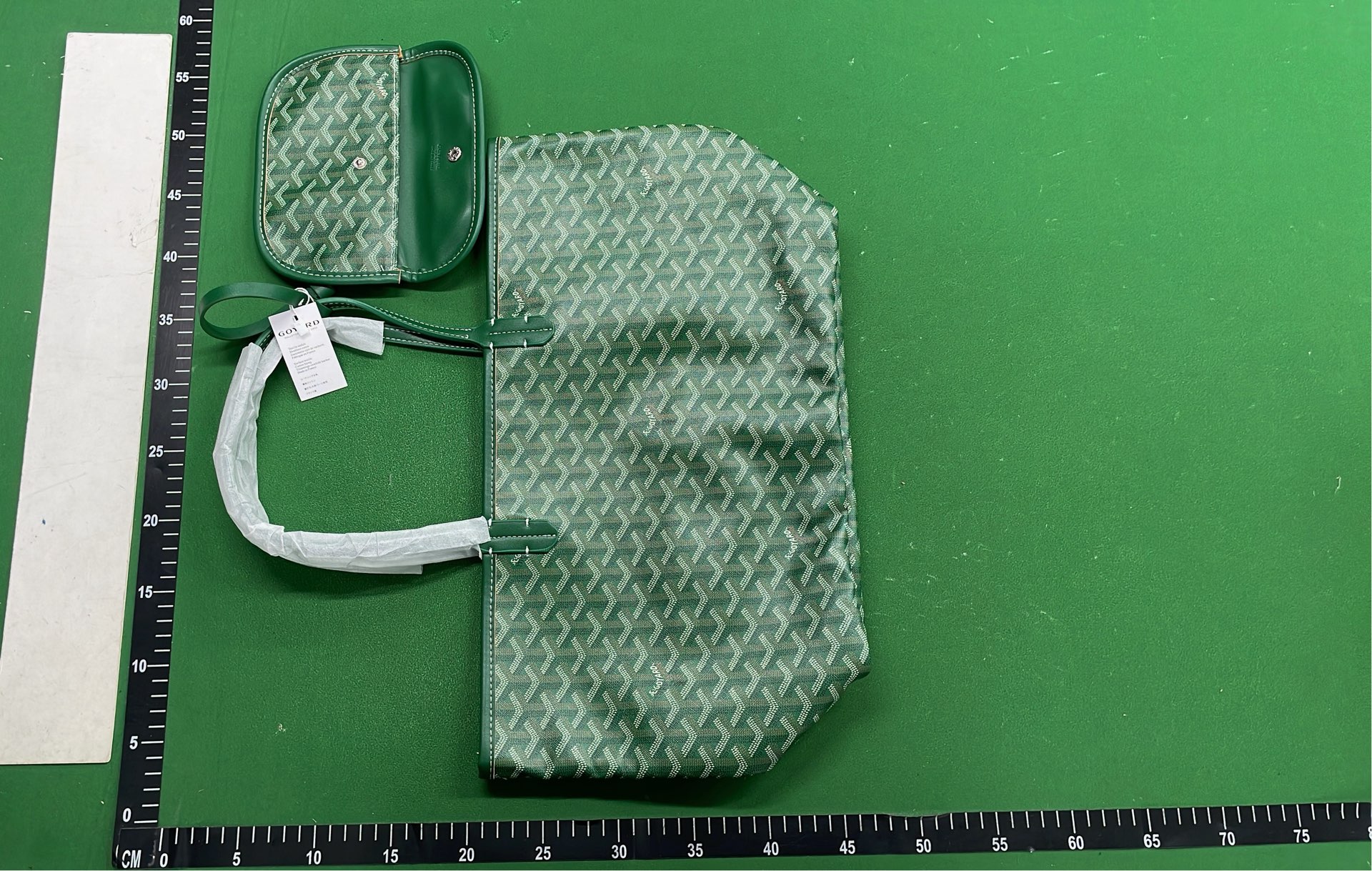 Goyard Green Tote Bag with Patterned Design
