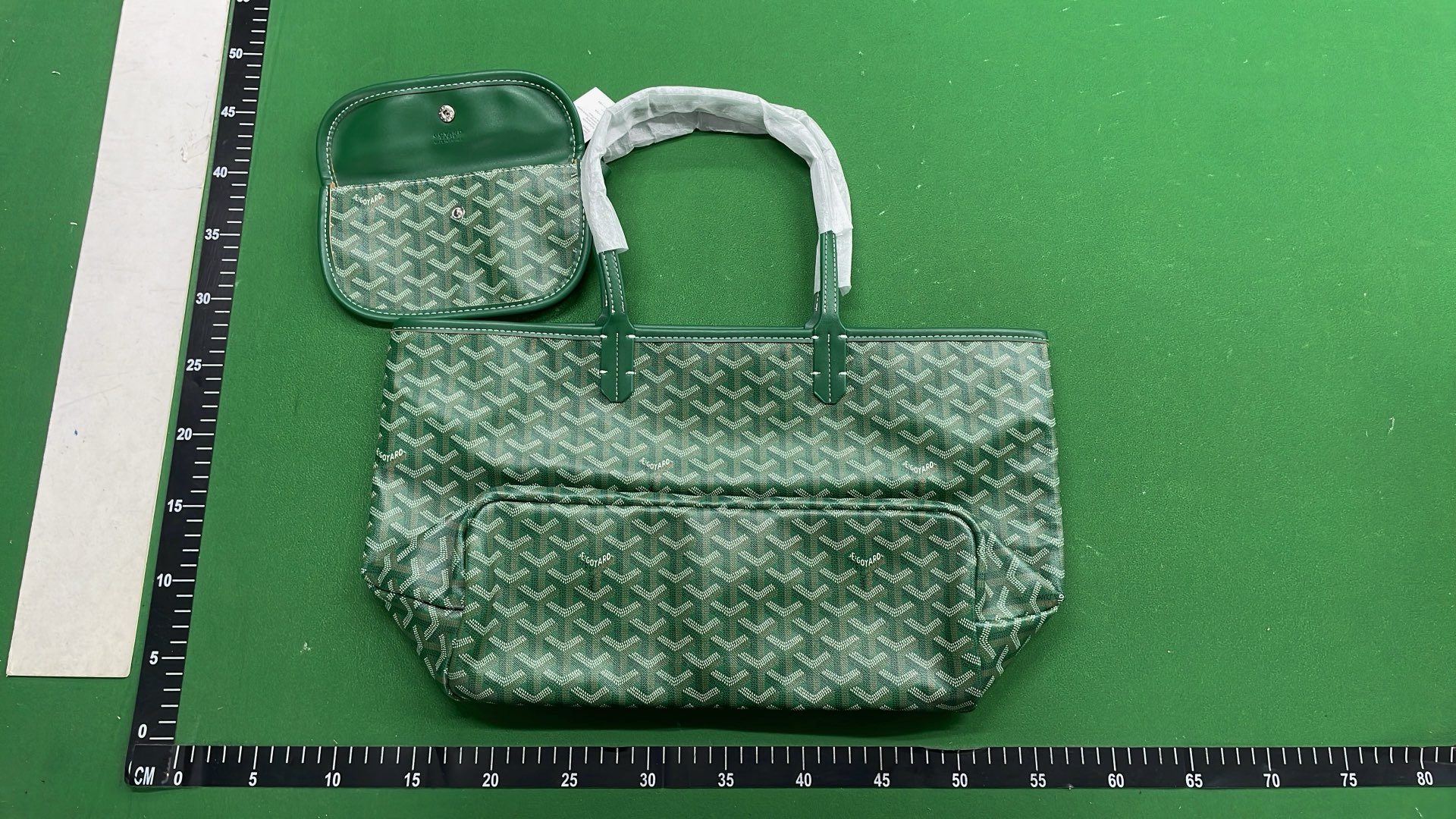 Goyard Green Tote Bag with Patterned Design