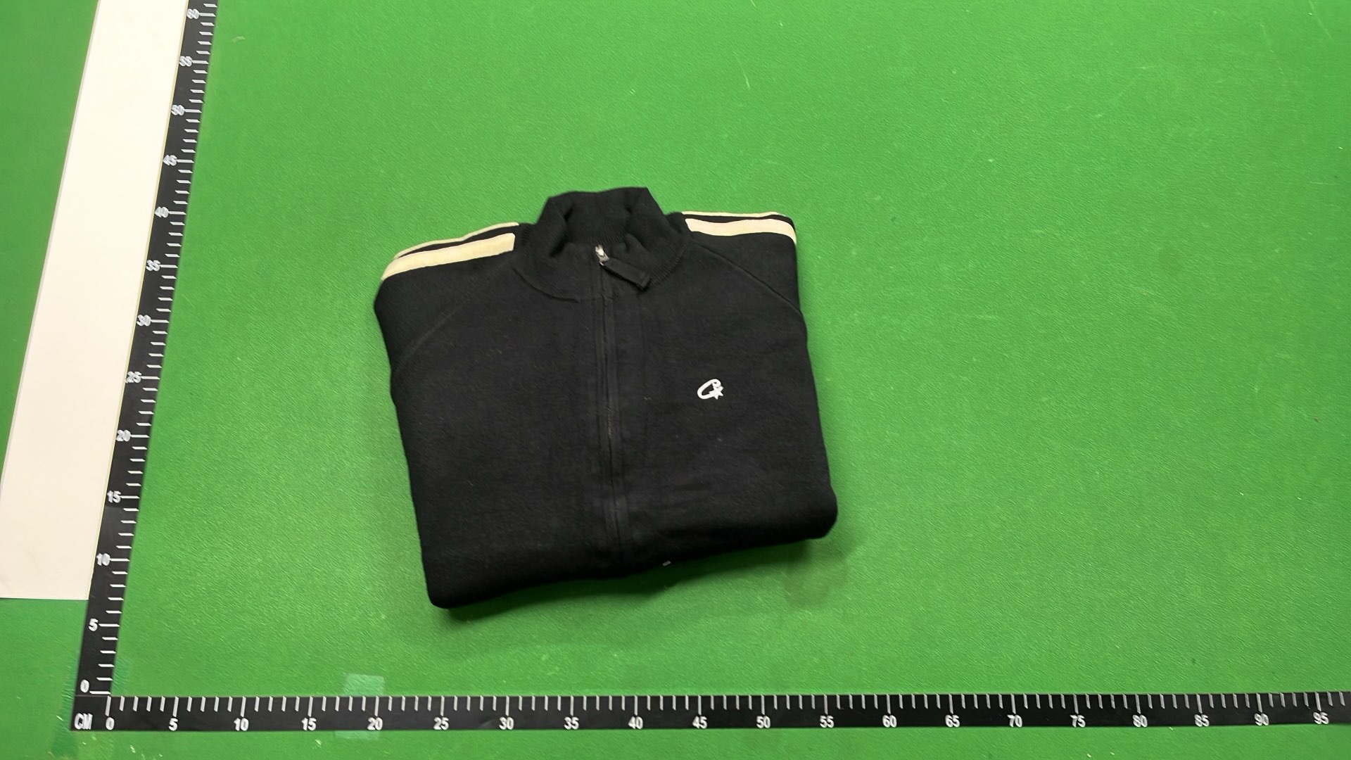 Cream Track Jacket with Red and Blue Stripes