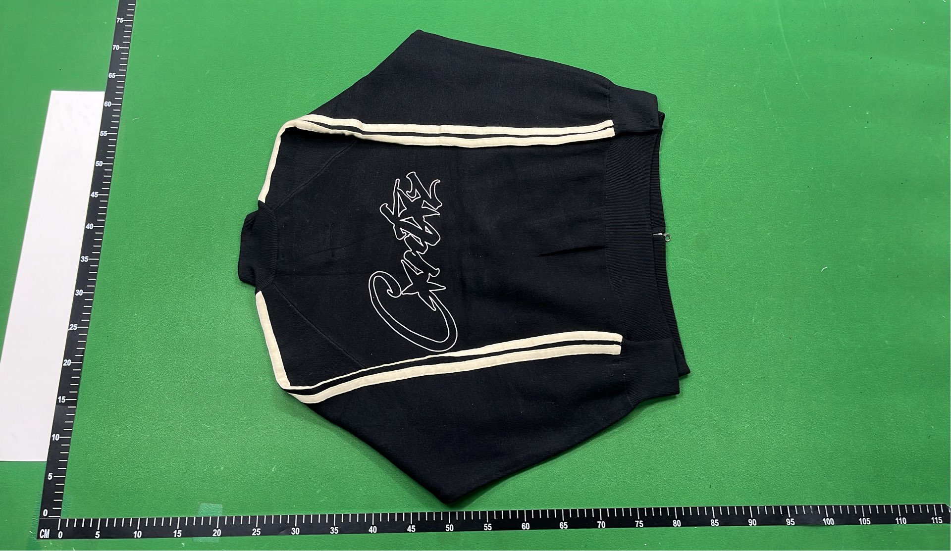 Cream Track Jacket with Red and Blue Stripes