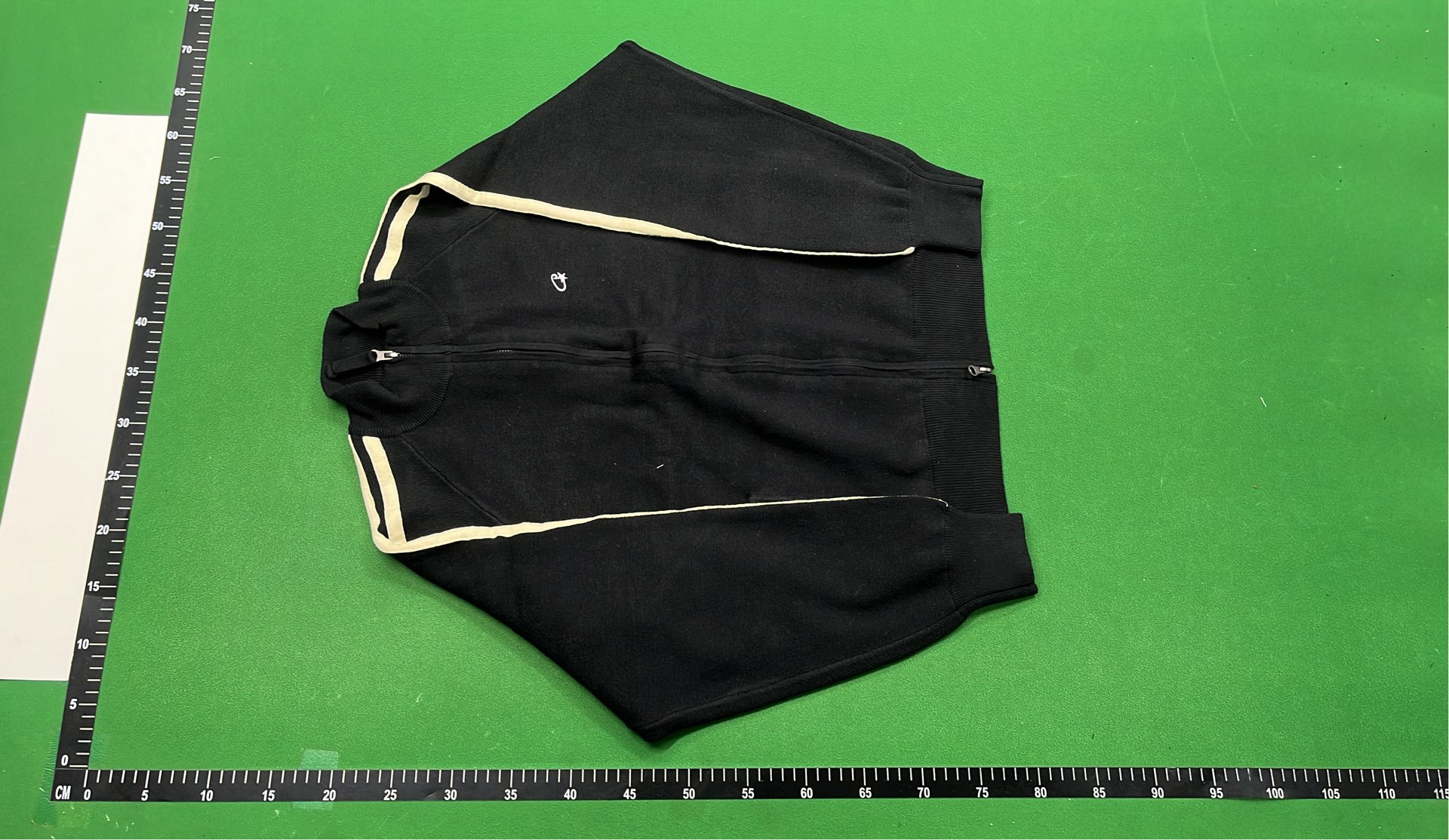 Cream Track Jacket with Red and Blue Stripes