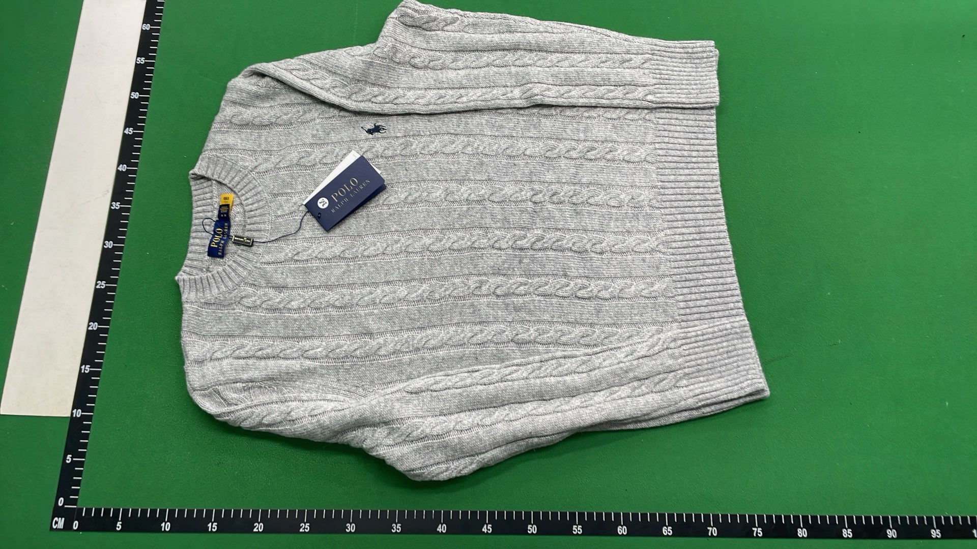 Men's Navy Cable Knit Sweater with Pony Logo