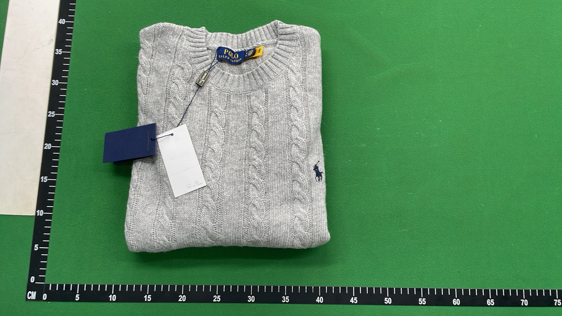 Men's Navy Cable Knit Sweater with Pony Logo