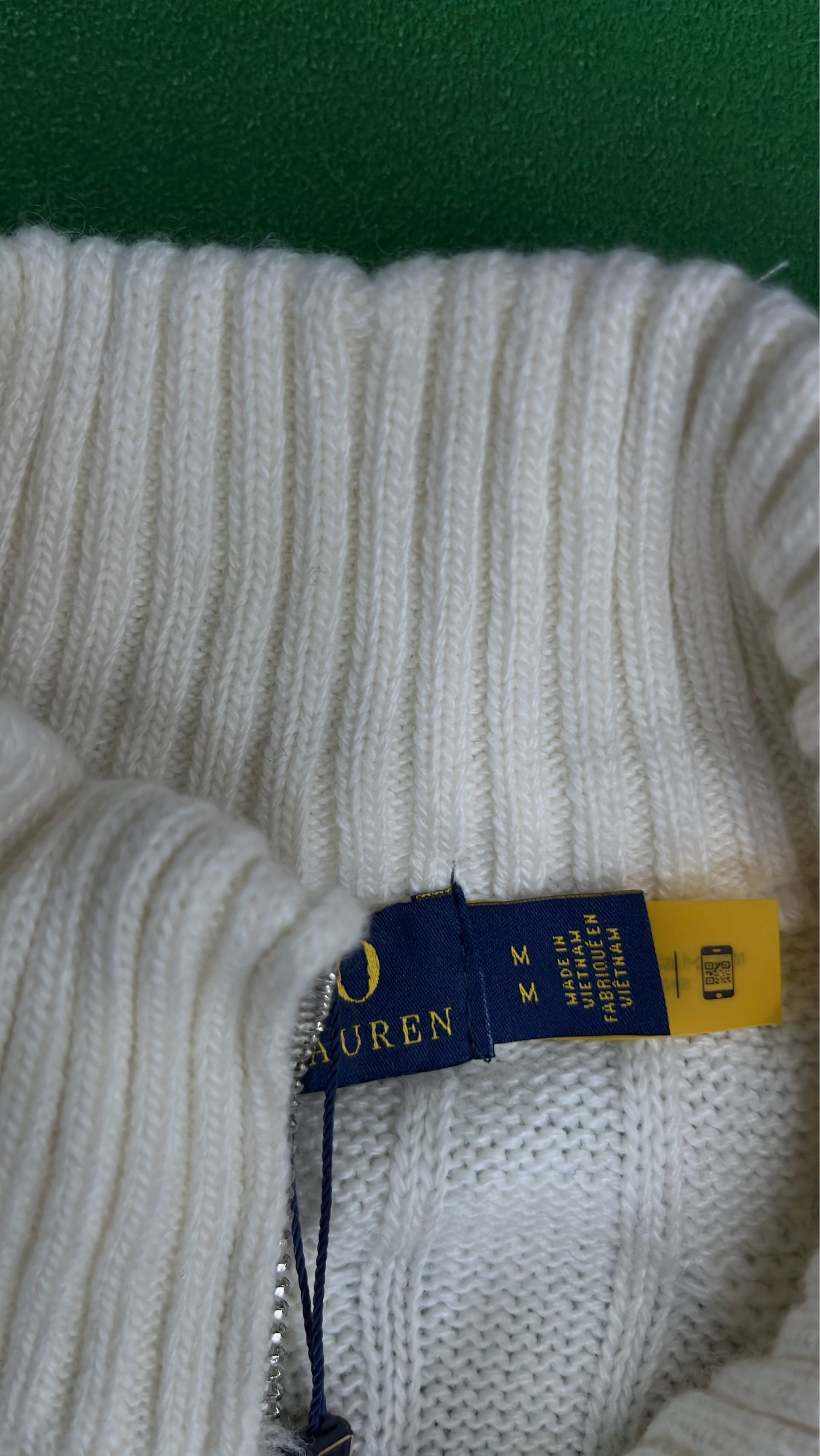 White Cable Knit Half-Zip Sweater for Men
