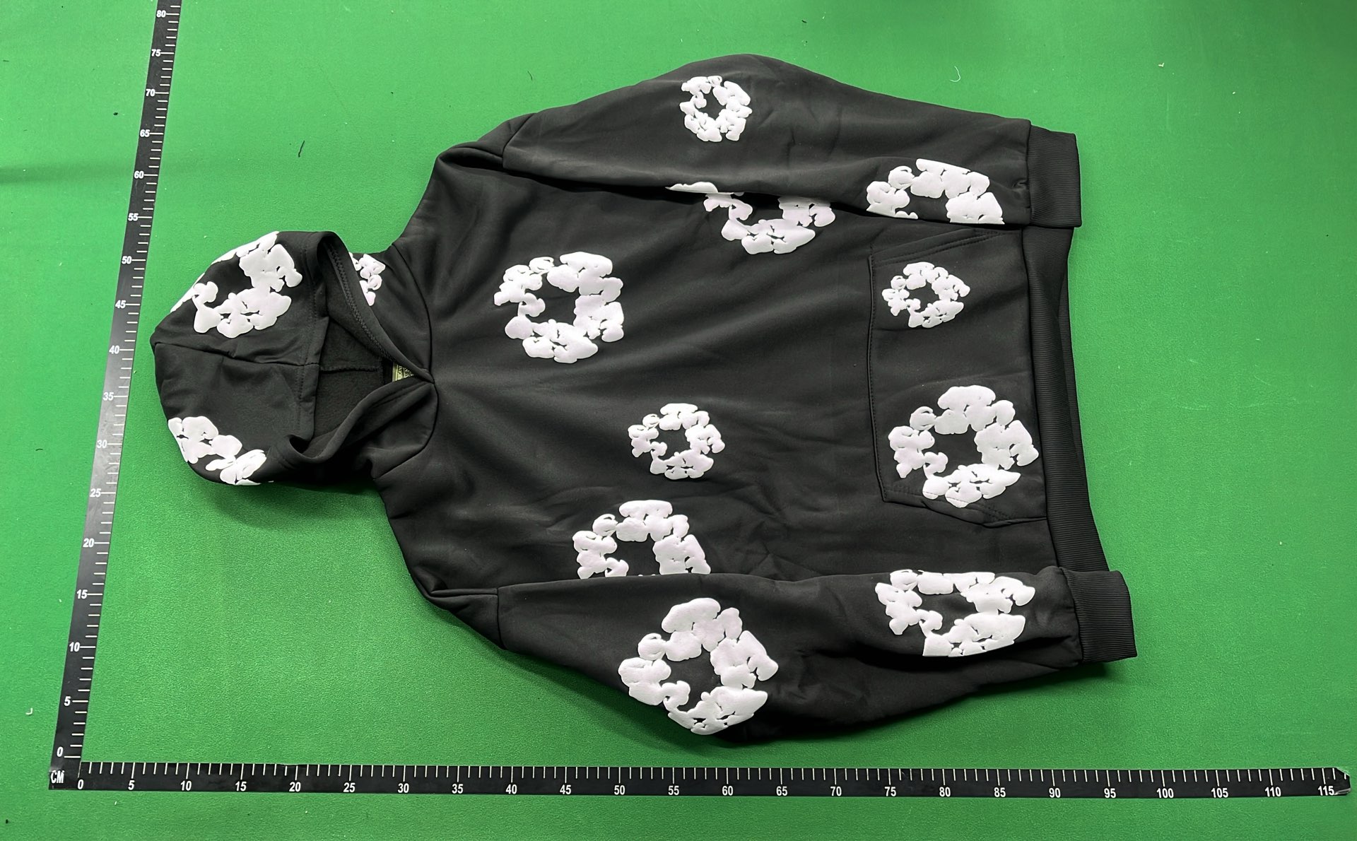 Red Floral Print Hoodie with White Pattern