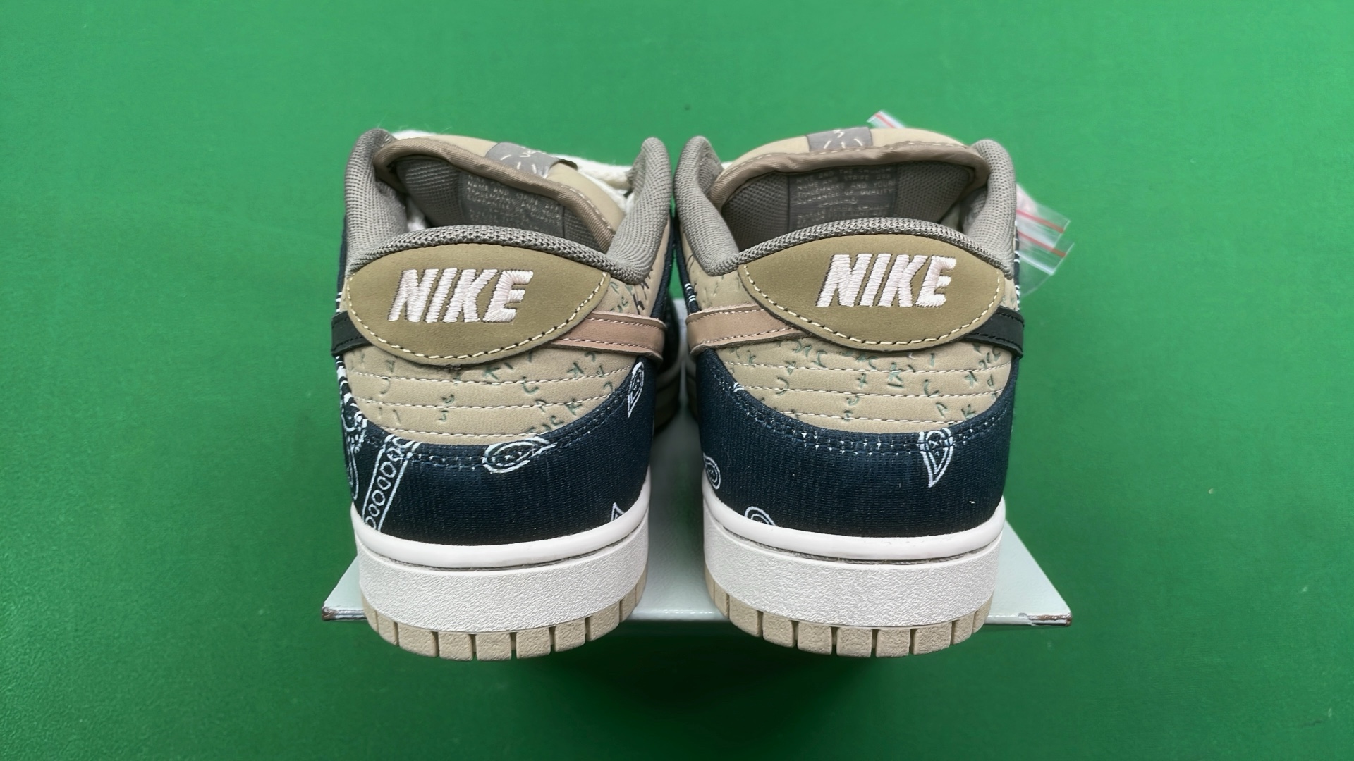 Nike Dunk Low Paisley Plaid Black White Beige Sneakers