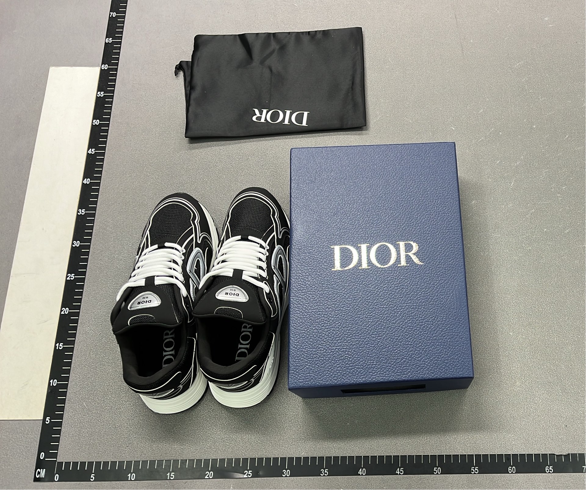 Dior Men's Sneakers - White and Black Mesh Running Shoes with Logo