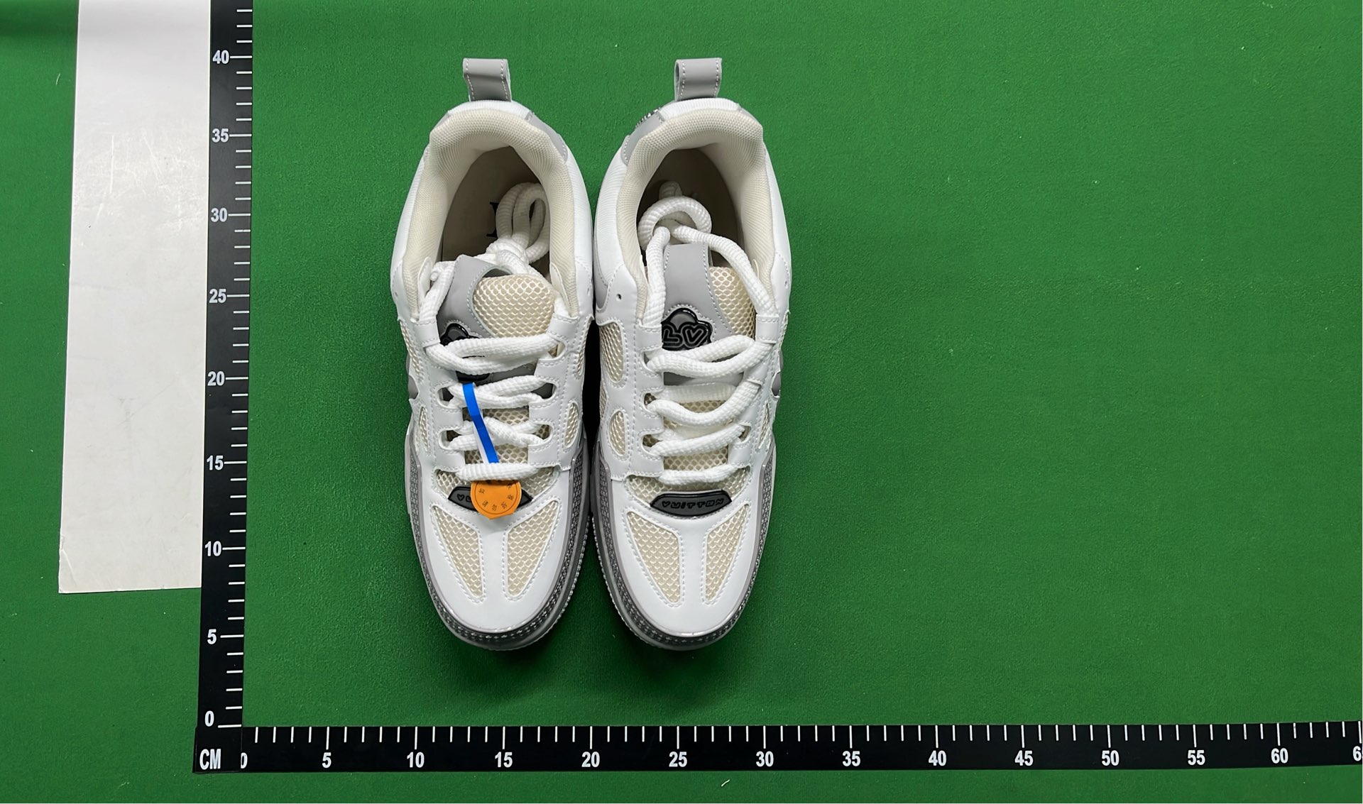 Louis Vuitton Navy Blue and White Sneakers with Flower Logo