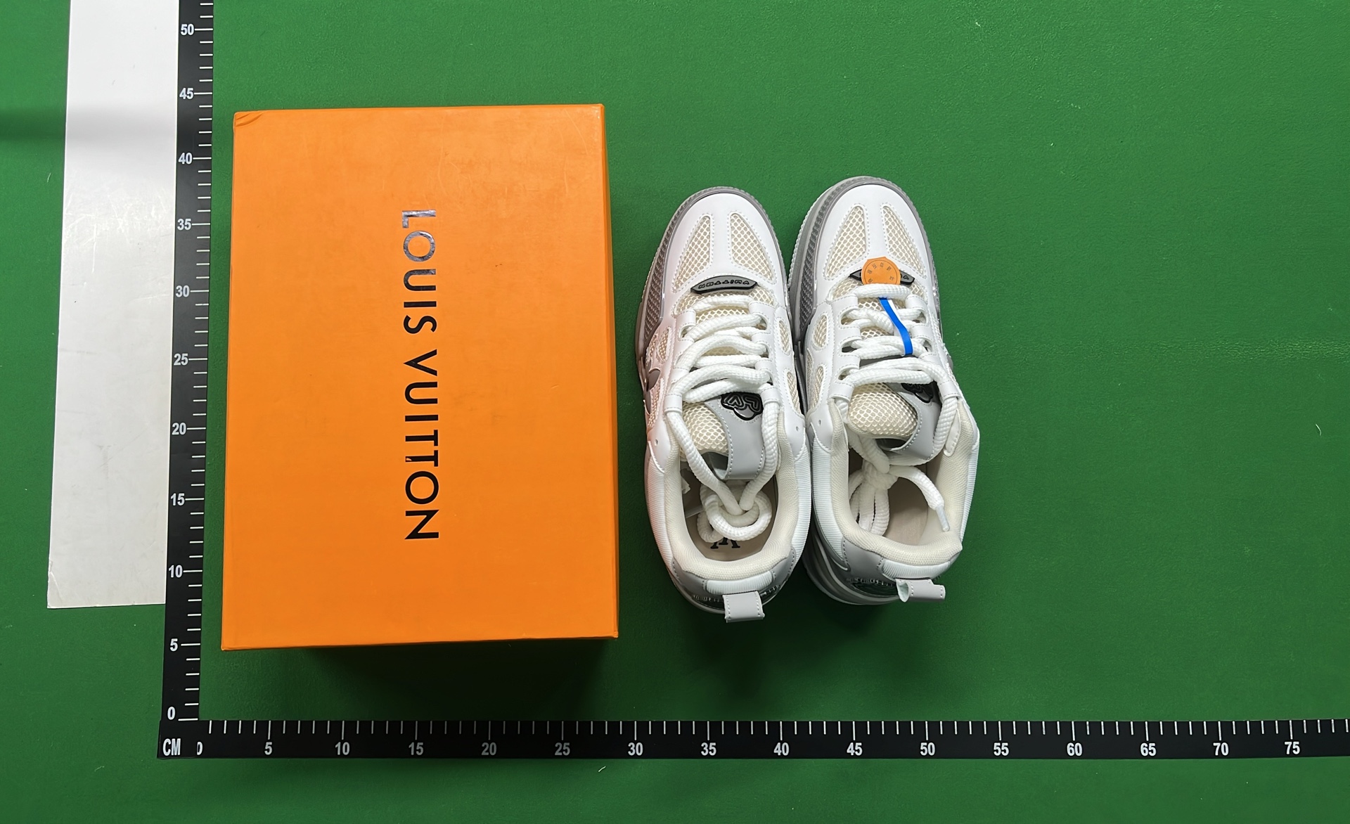 Louis Vuitton Navy Blue and White Sneakers with Flower Logo