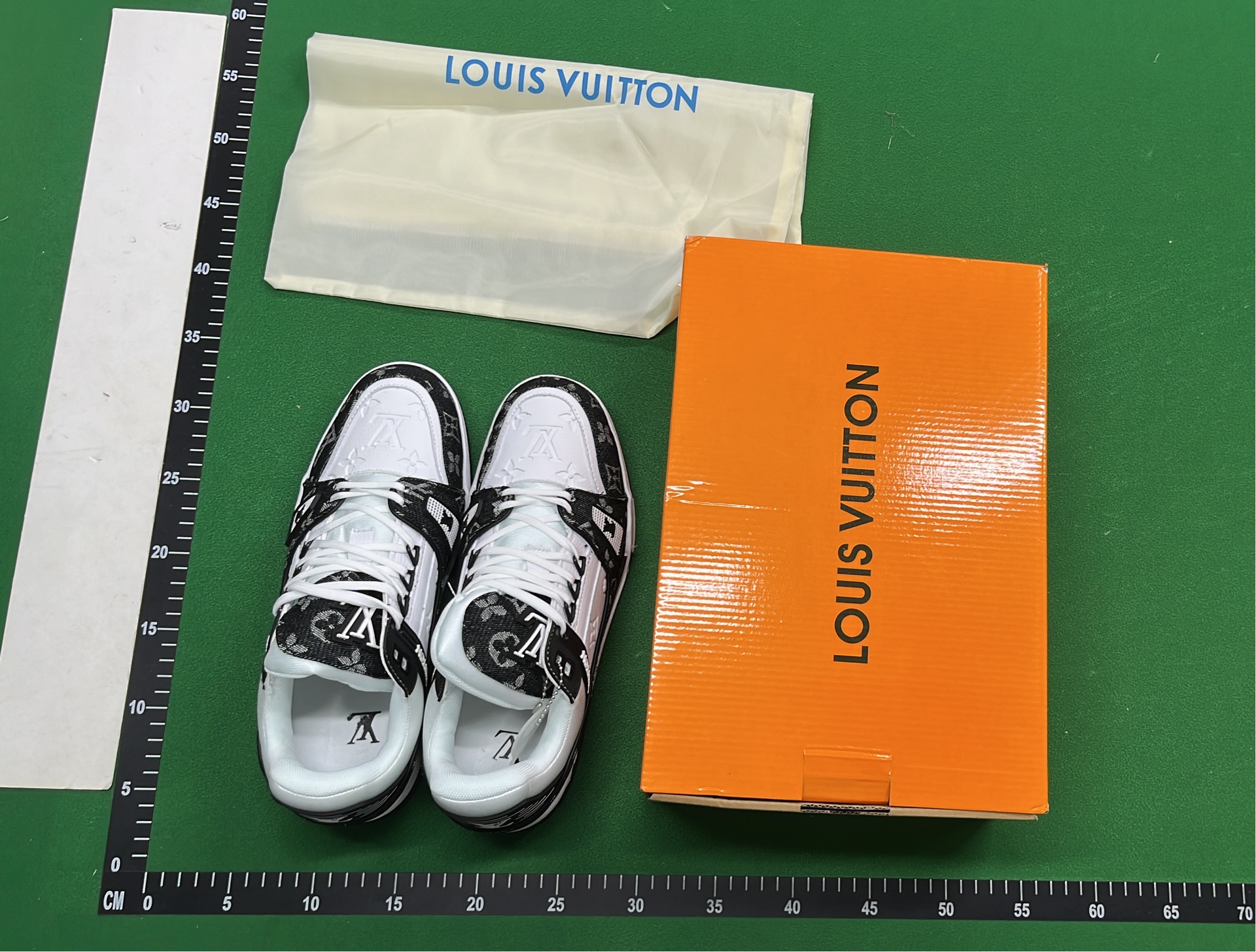 Louis Vuitton Monogram Sneakers Black Leather Men's Shoes