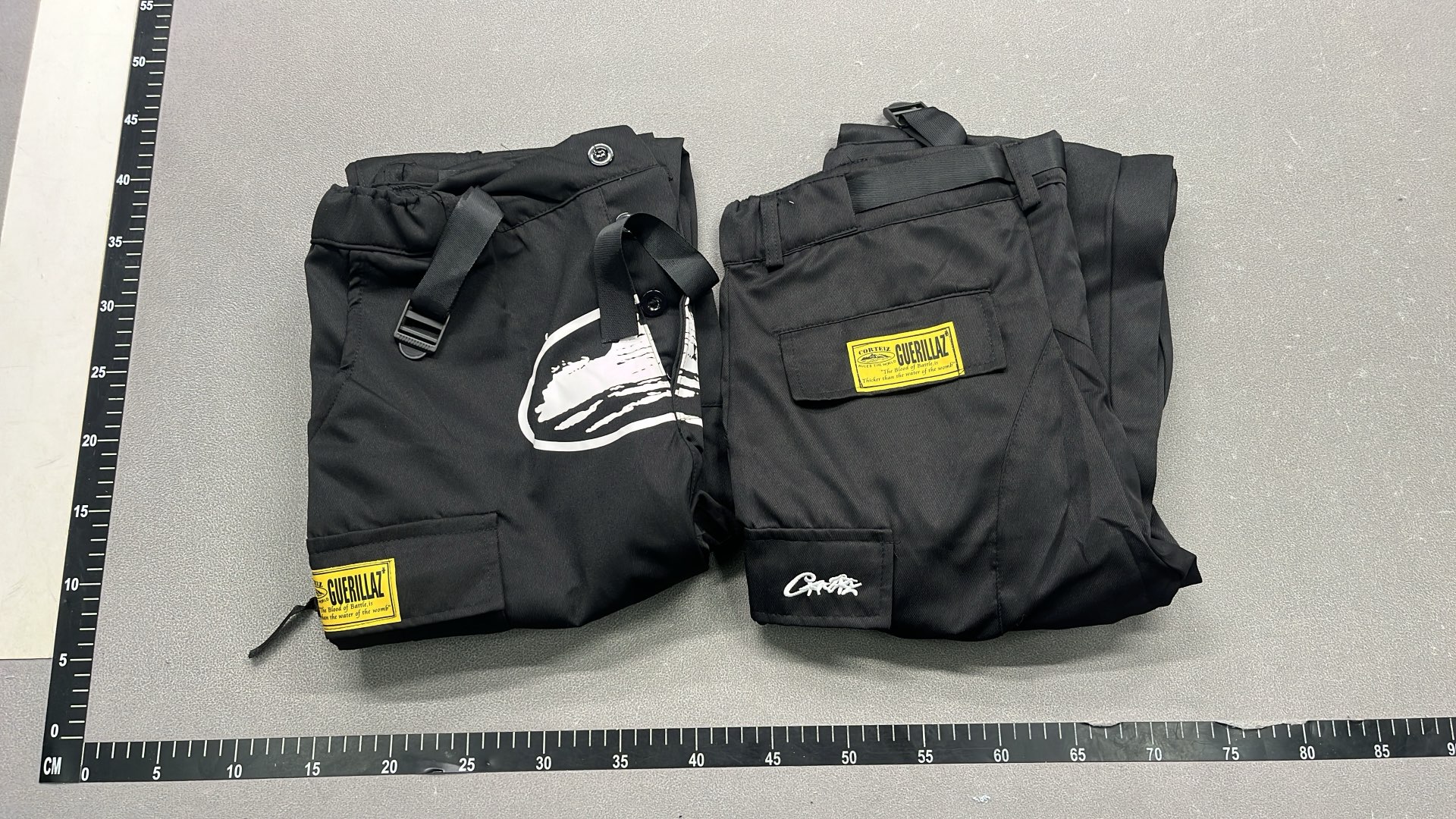 Black Cargo Pants with White Graphic Design