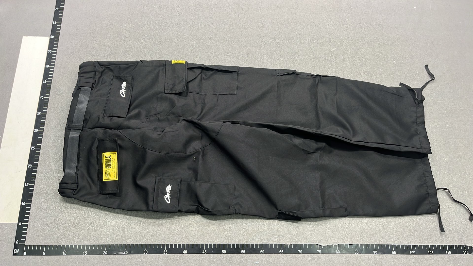 Black Cargo Pants with White Graphic Design