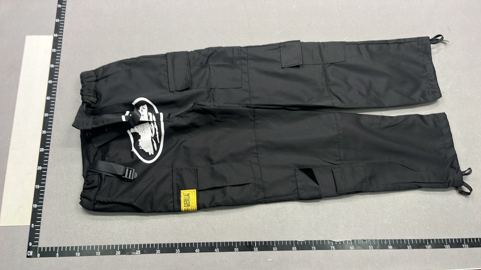 Black Cargo Pants with White Graphic Design