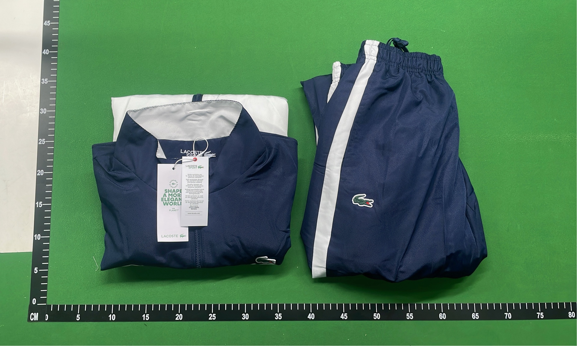 Lacoste Navy and White Track Jacket with Logo Tape