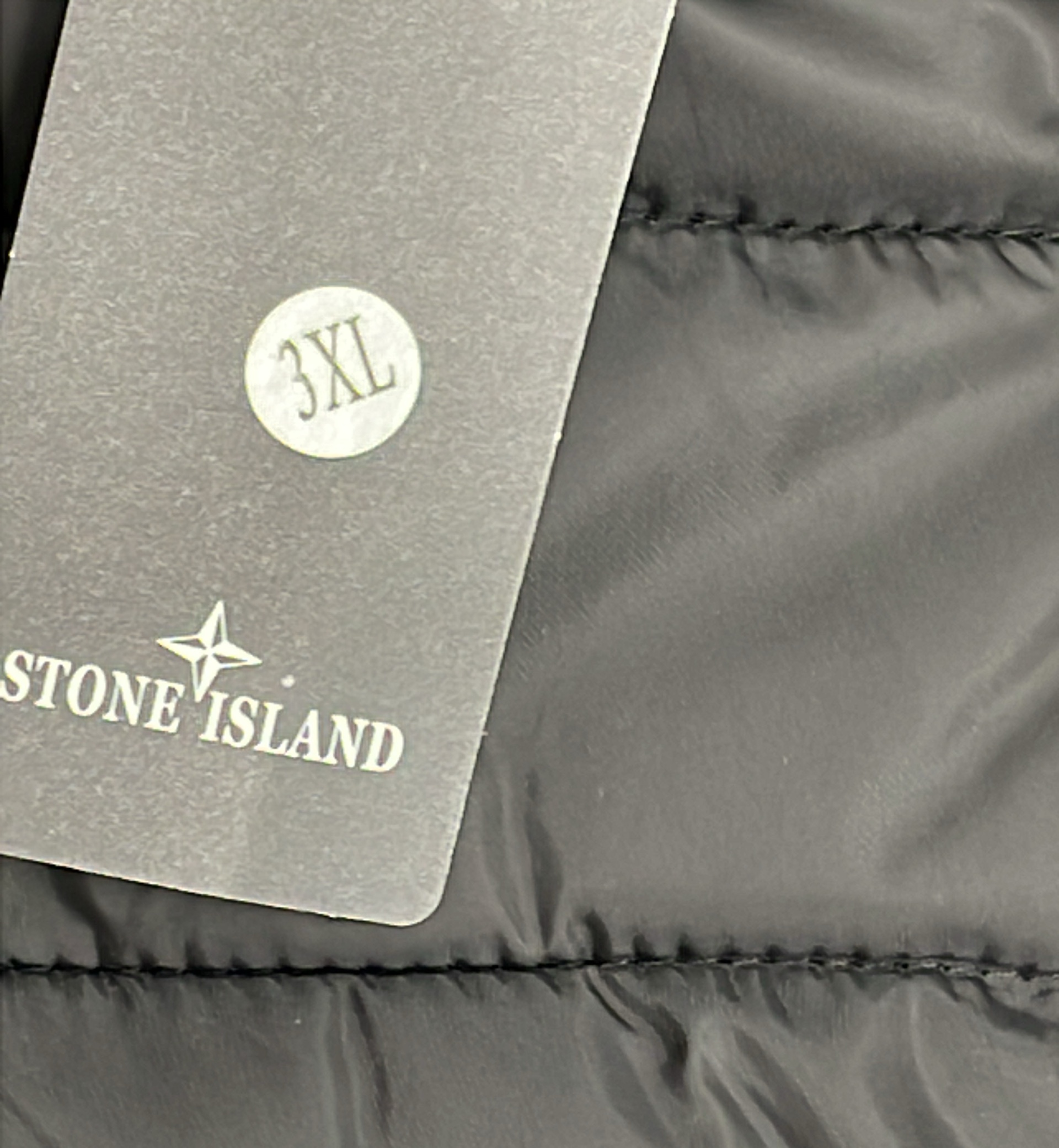 Black Quilted Hooded Down Jacket with Logo Patch