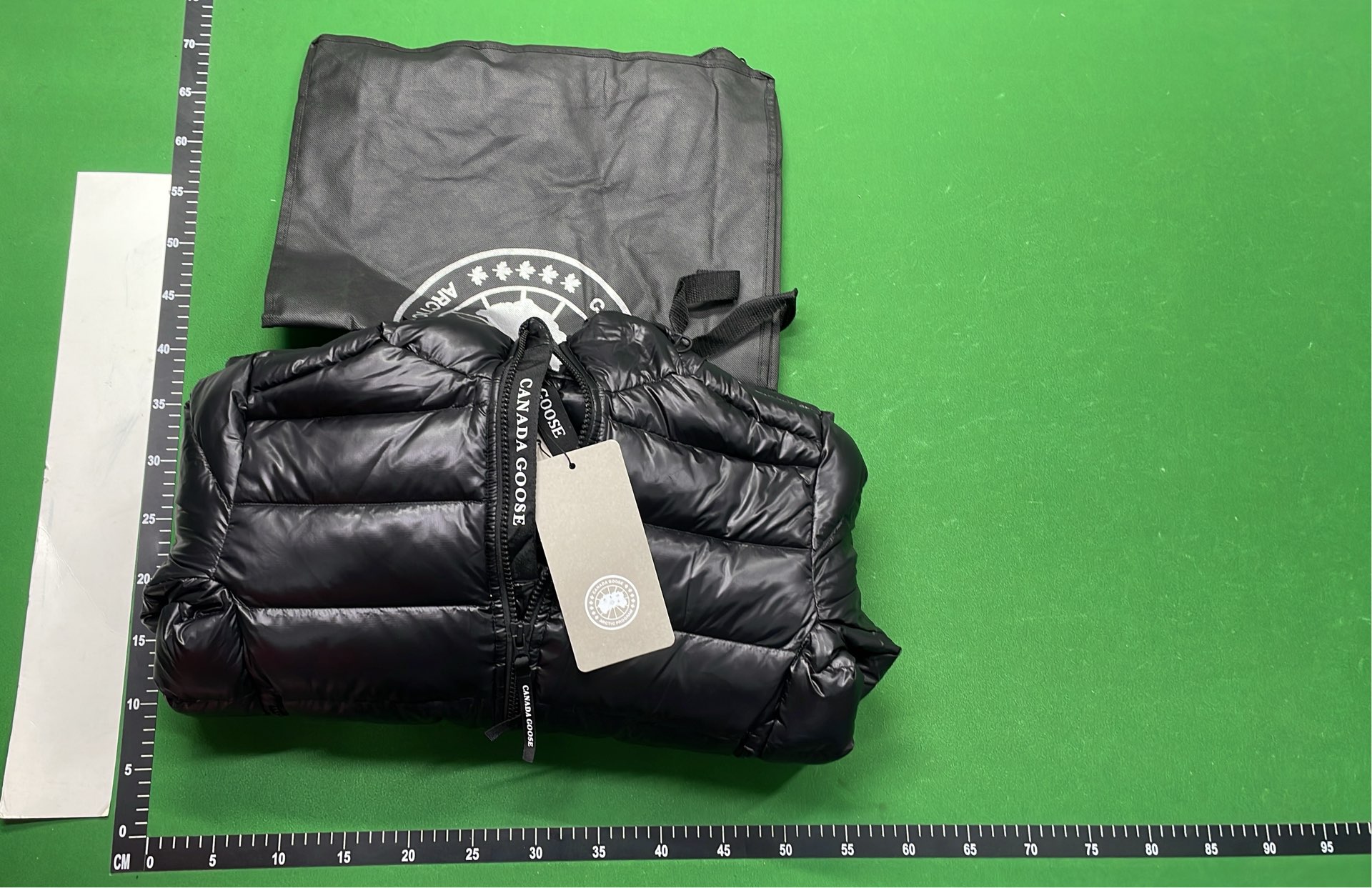 Canada Goose Black Down Jacket with Hood and Logo Patch