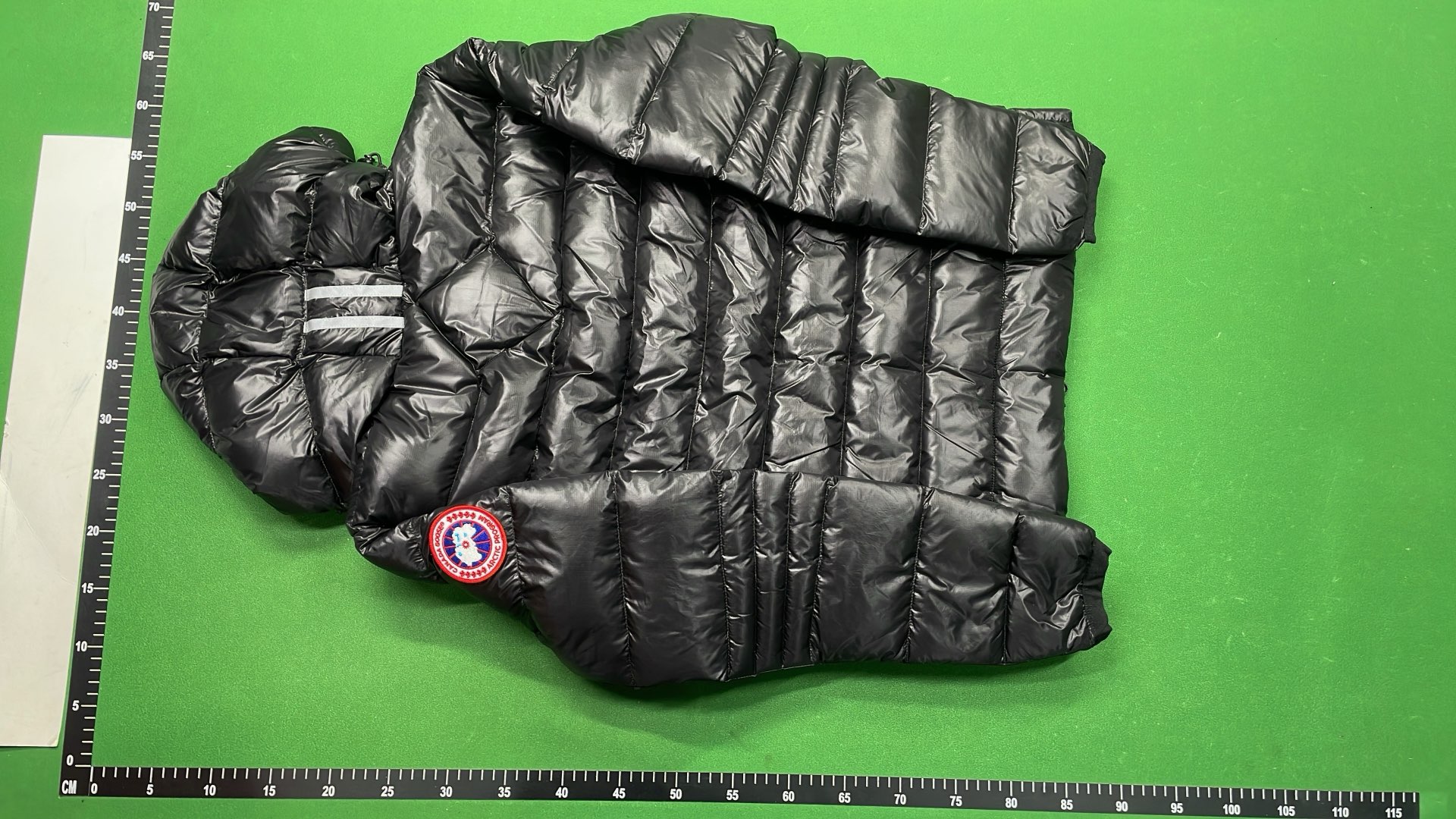 Canada Goose Black Down Jacket with Hood and Logo Patch