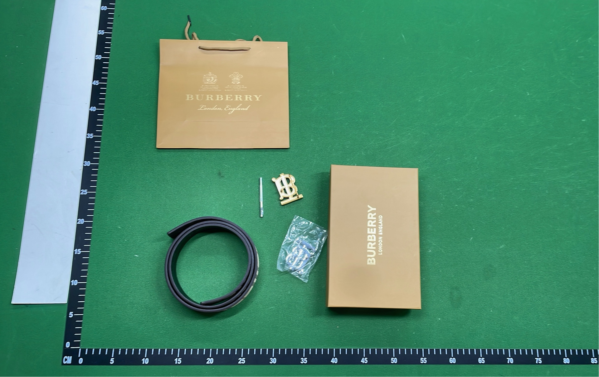 Burberry Check Belt with Interchangeable TB Buckles