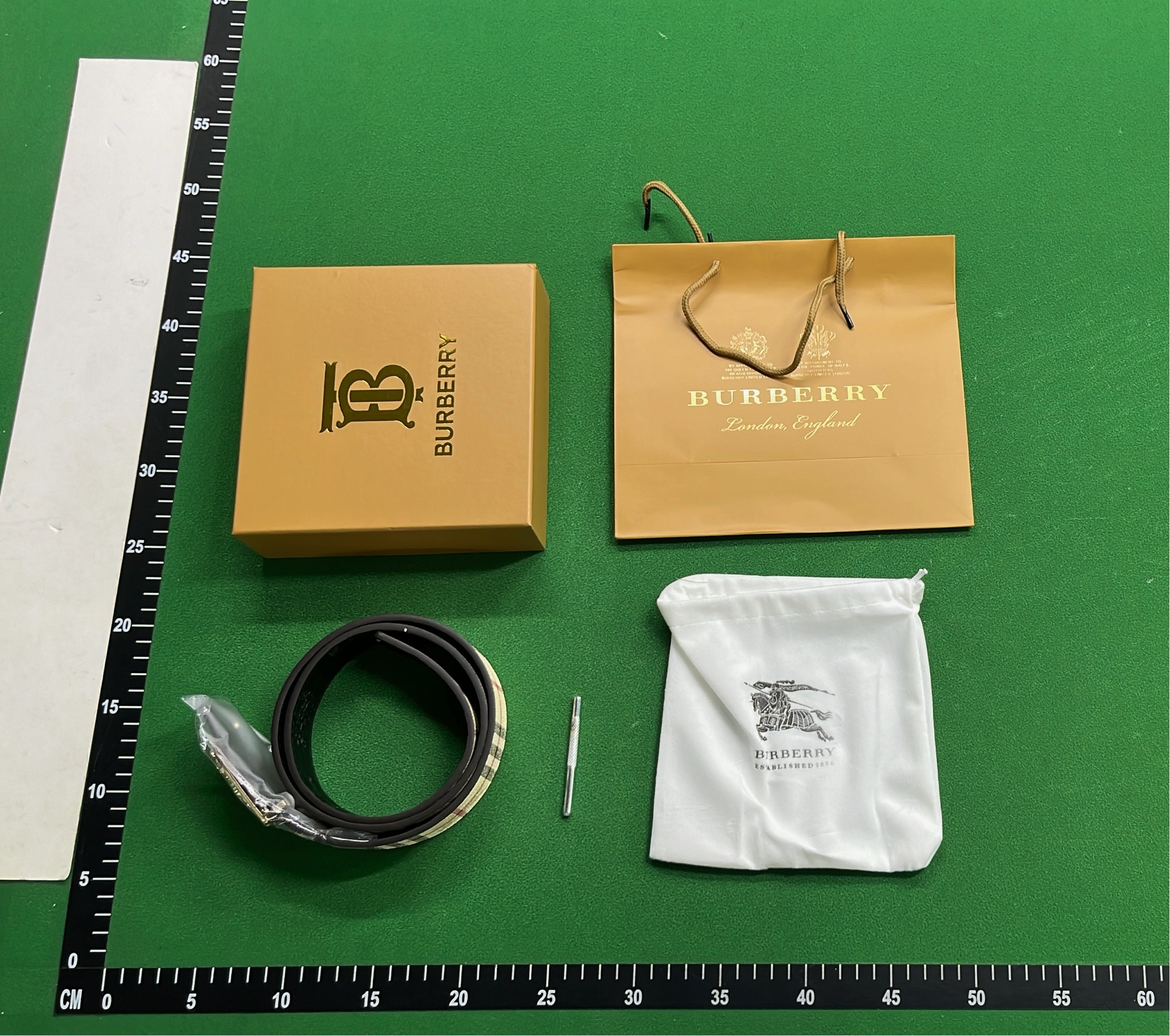 Burberry Check Belt with Interchangeable TB Buckles