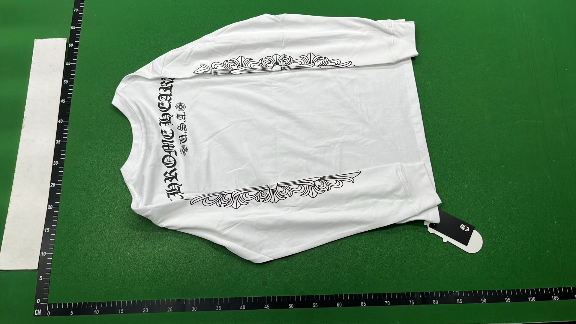 White Long Sleeve T-Shirt with Gothic Lettering