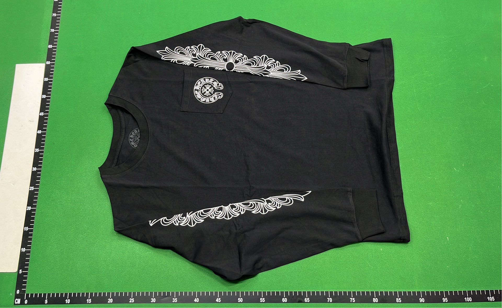 White Long Sleeve T-Shirt with Gothic Lettering