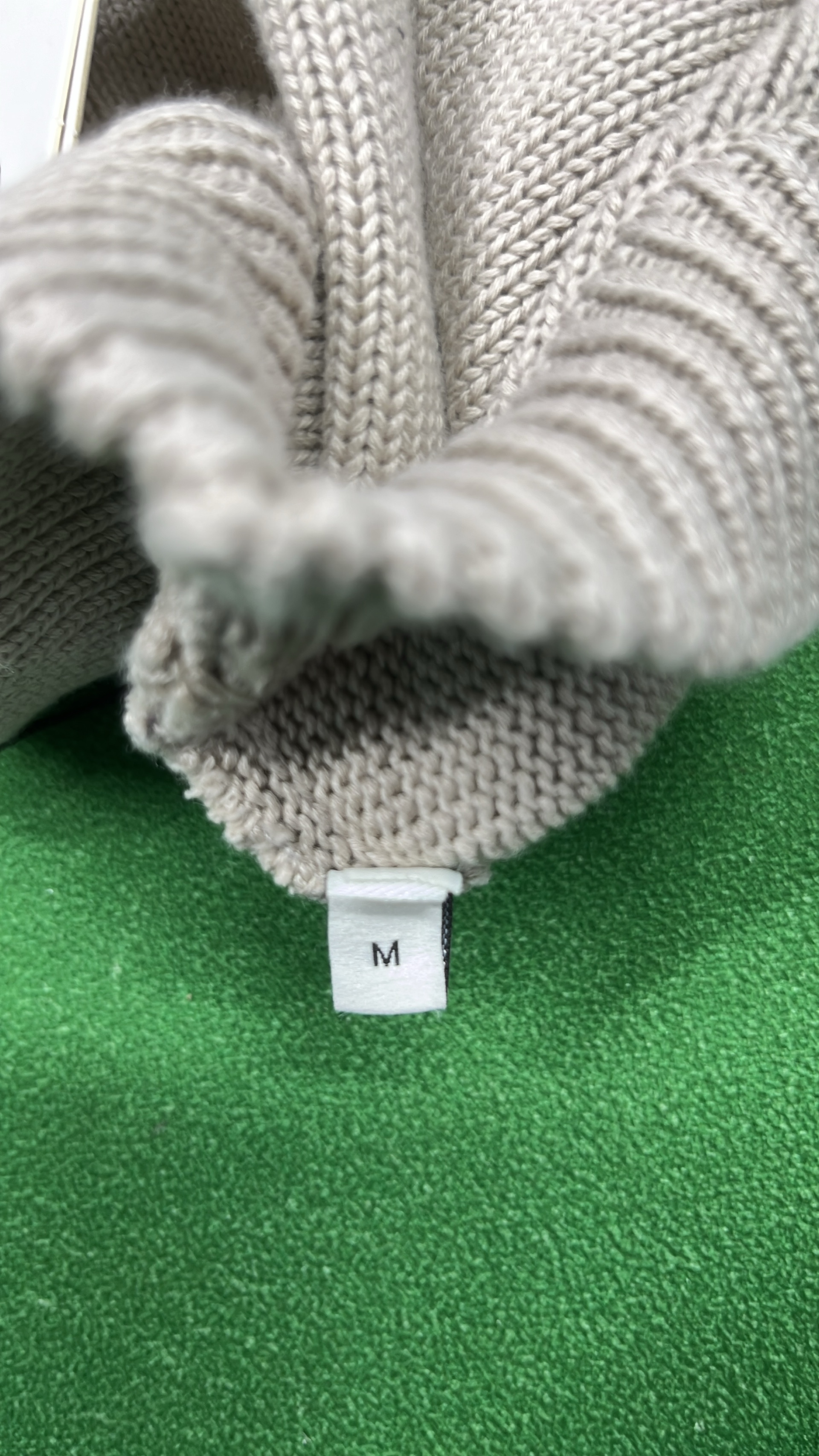Green Knit Sweater with White Heart and A Logo