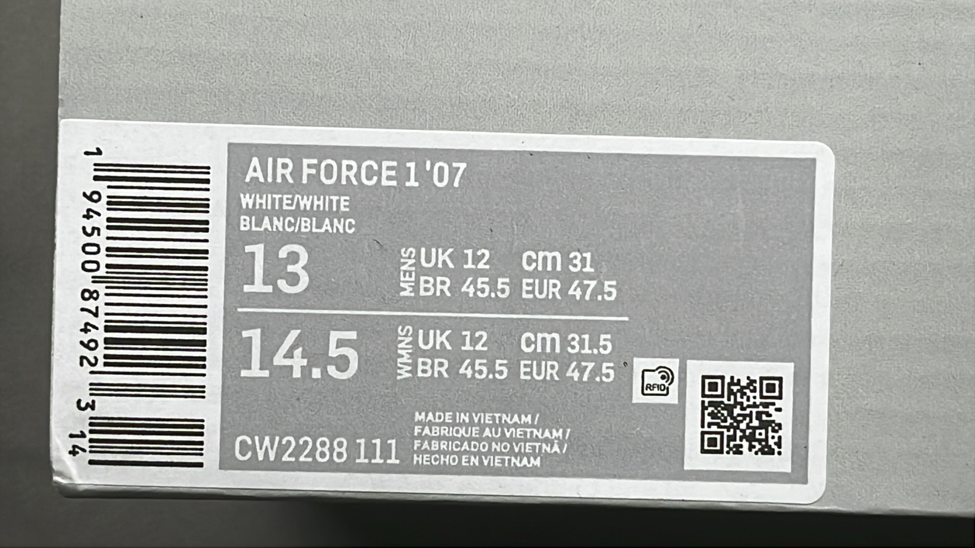 Nike Air Force 1 White Leather Sneakers